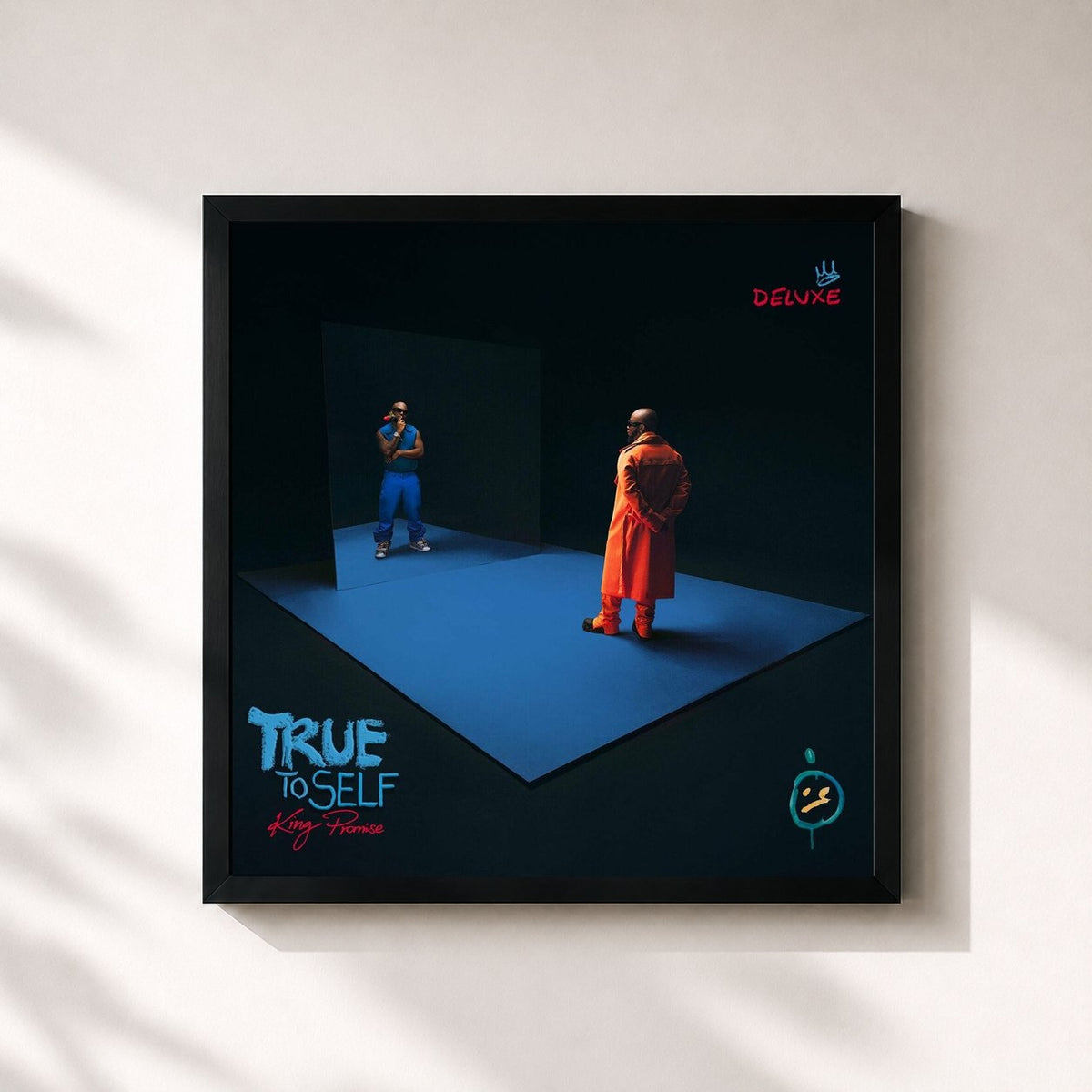 #noir Tableau carré de l'album True To Self (Deluxe) de King Promise, cadre noir 32x32 cm