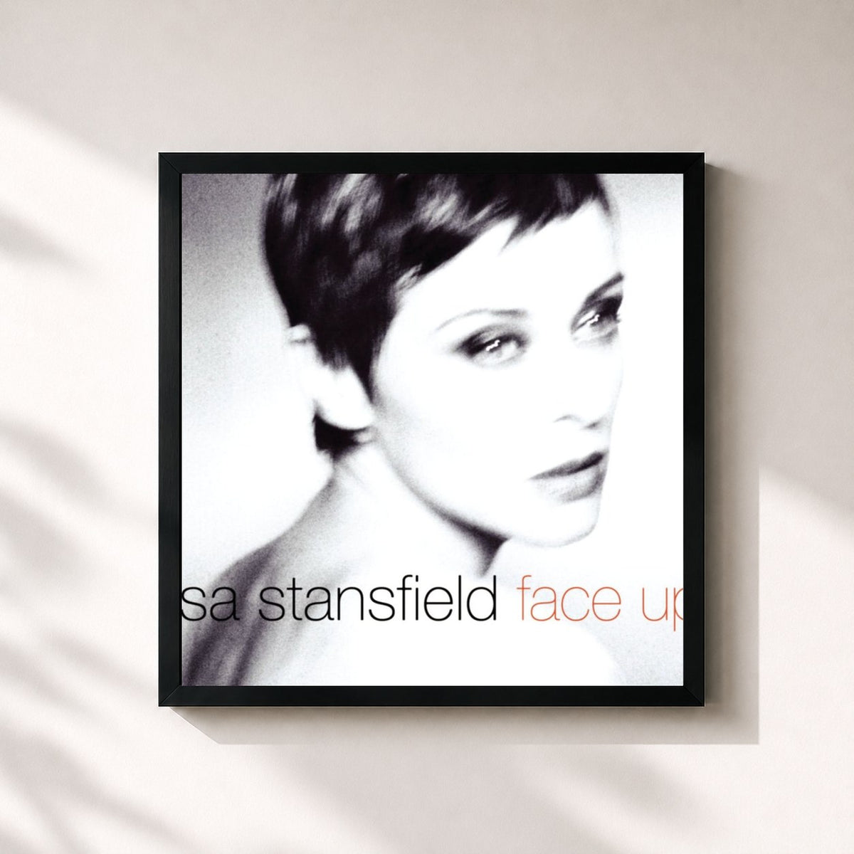 #noir Tableau carré de l'album Face Up de Lisa Stansfield, cadre noir 32x32 cm