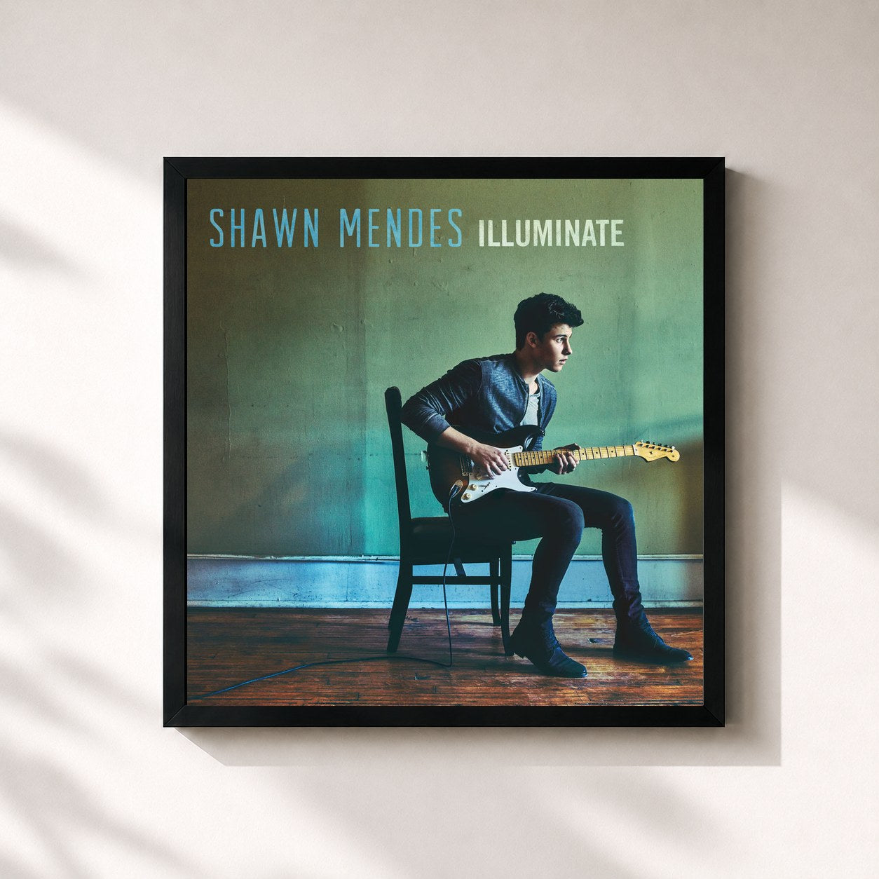 #noir Illuminate (Deluxe) by Shawn Mendes as a square framed art print, black 32x32 cm frame