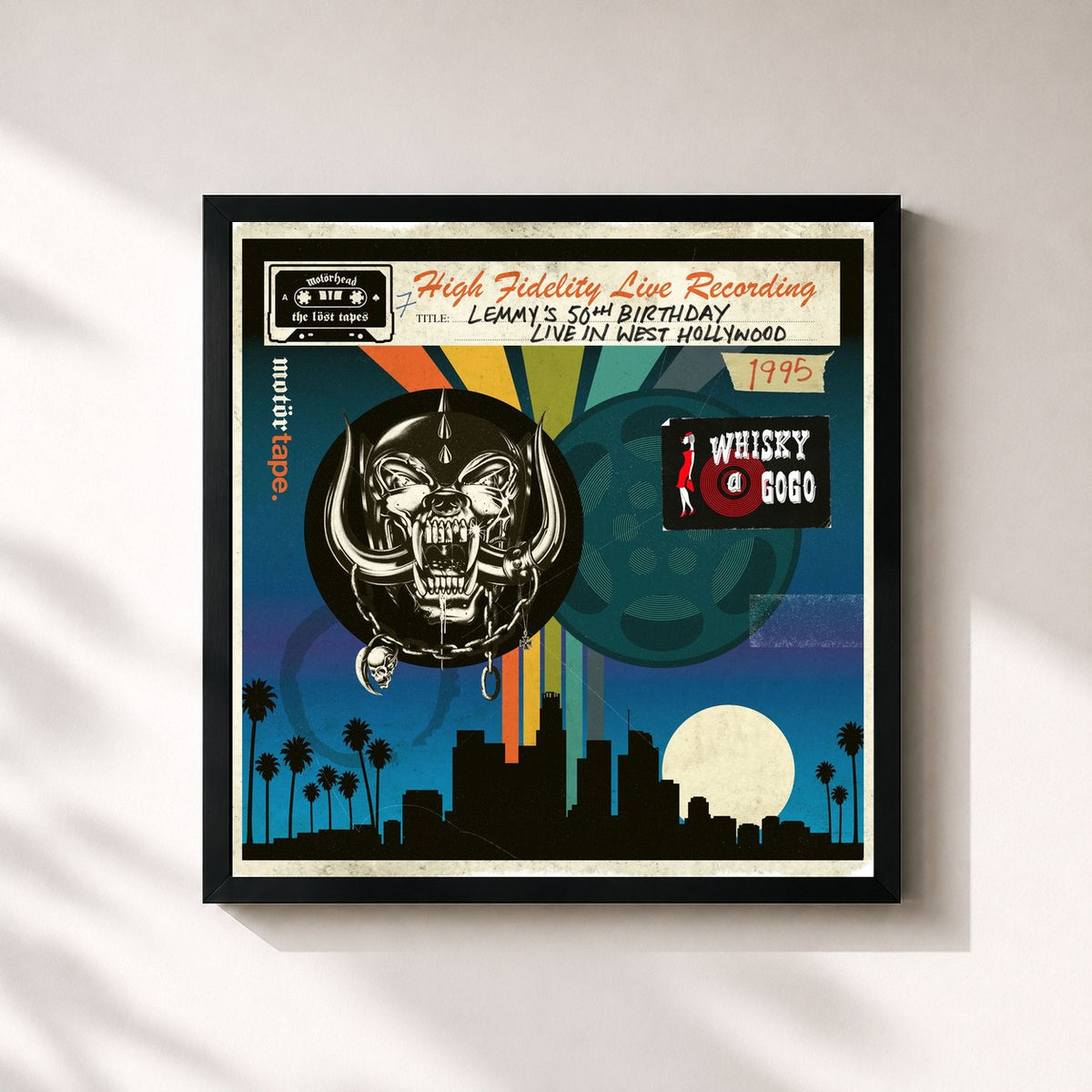 #noir Tableau carré de l'album The Löst Tapes de Motörhead, cadre noir 32x32 cm