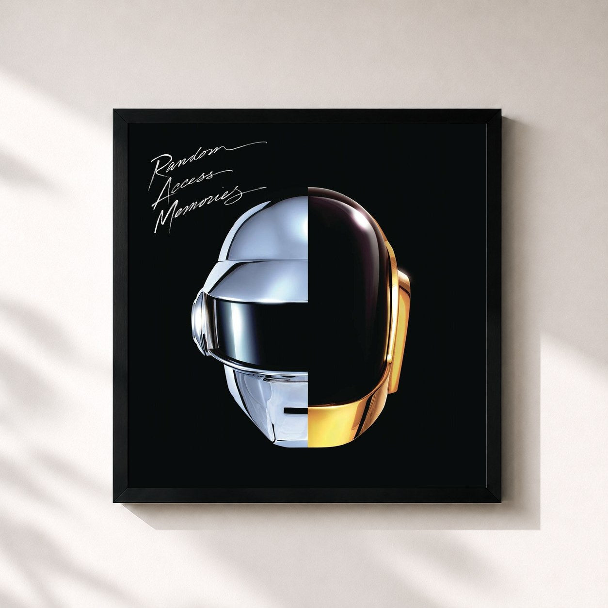 #noir Tableau carré de l'album Random Access Memories de Daft Punk, cadre noir 32x32 cm