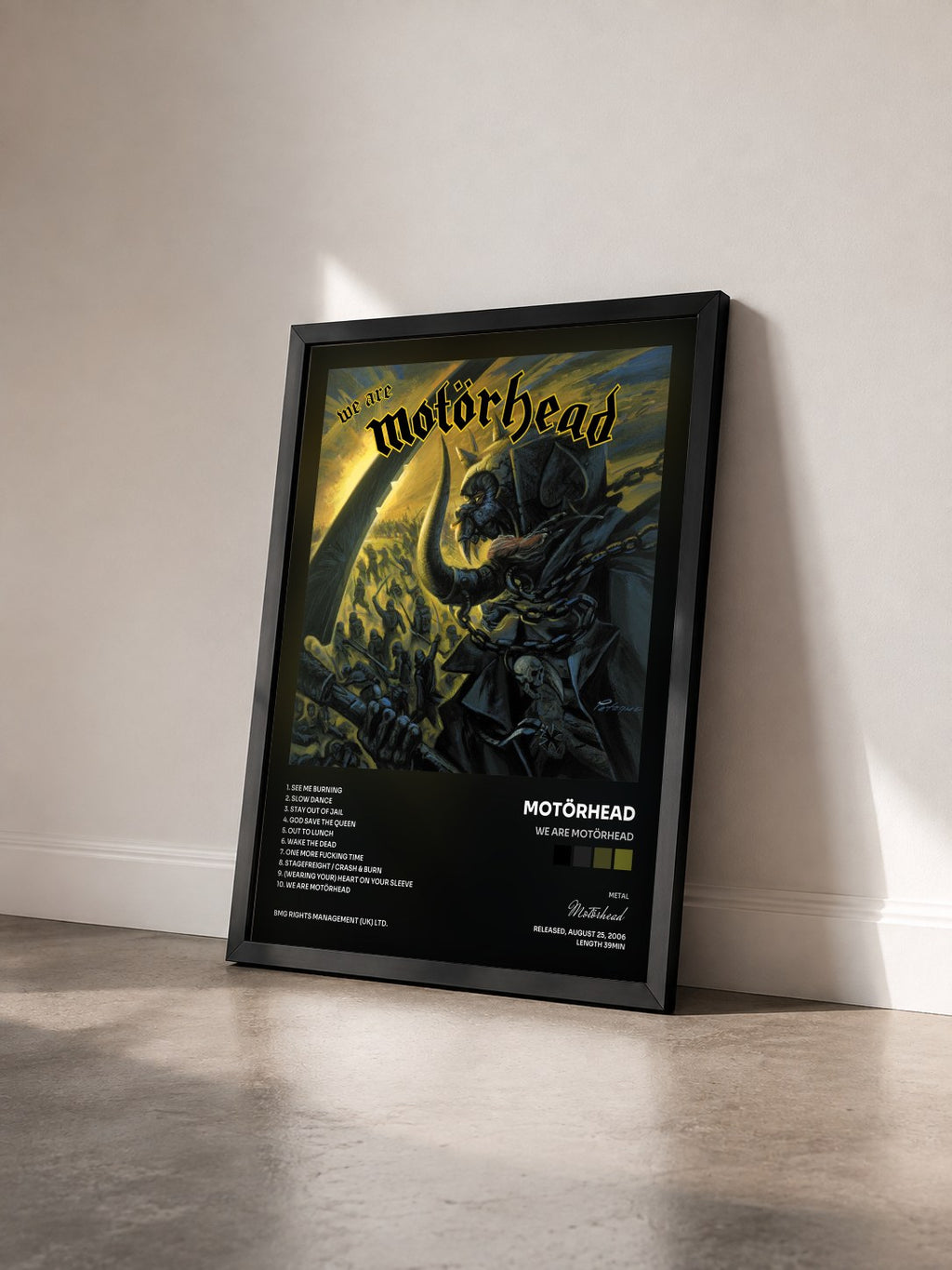 #noir Tableau de l'album We Are Motörhead de Motörhead vu de trois quarts, cadre noir