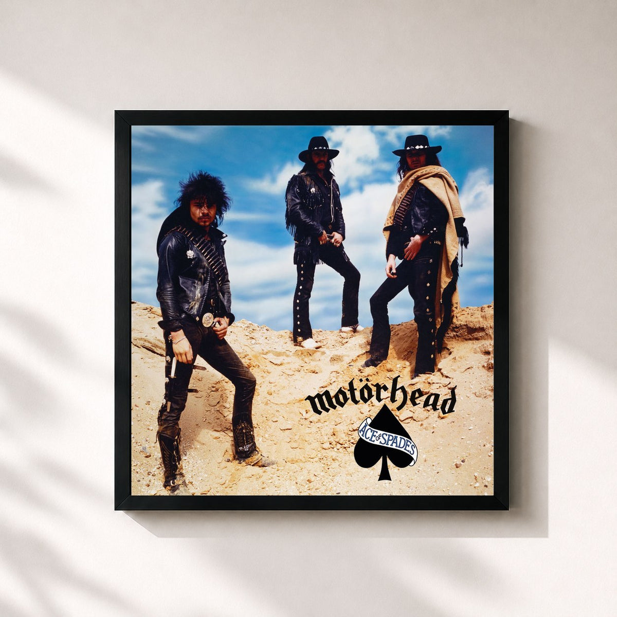 #noir Tableau carré de l'album Ace of Spades de Motörhead, cadre noir 32x32 cm