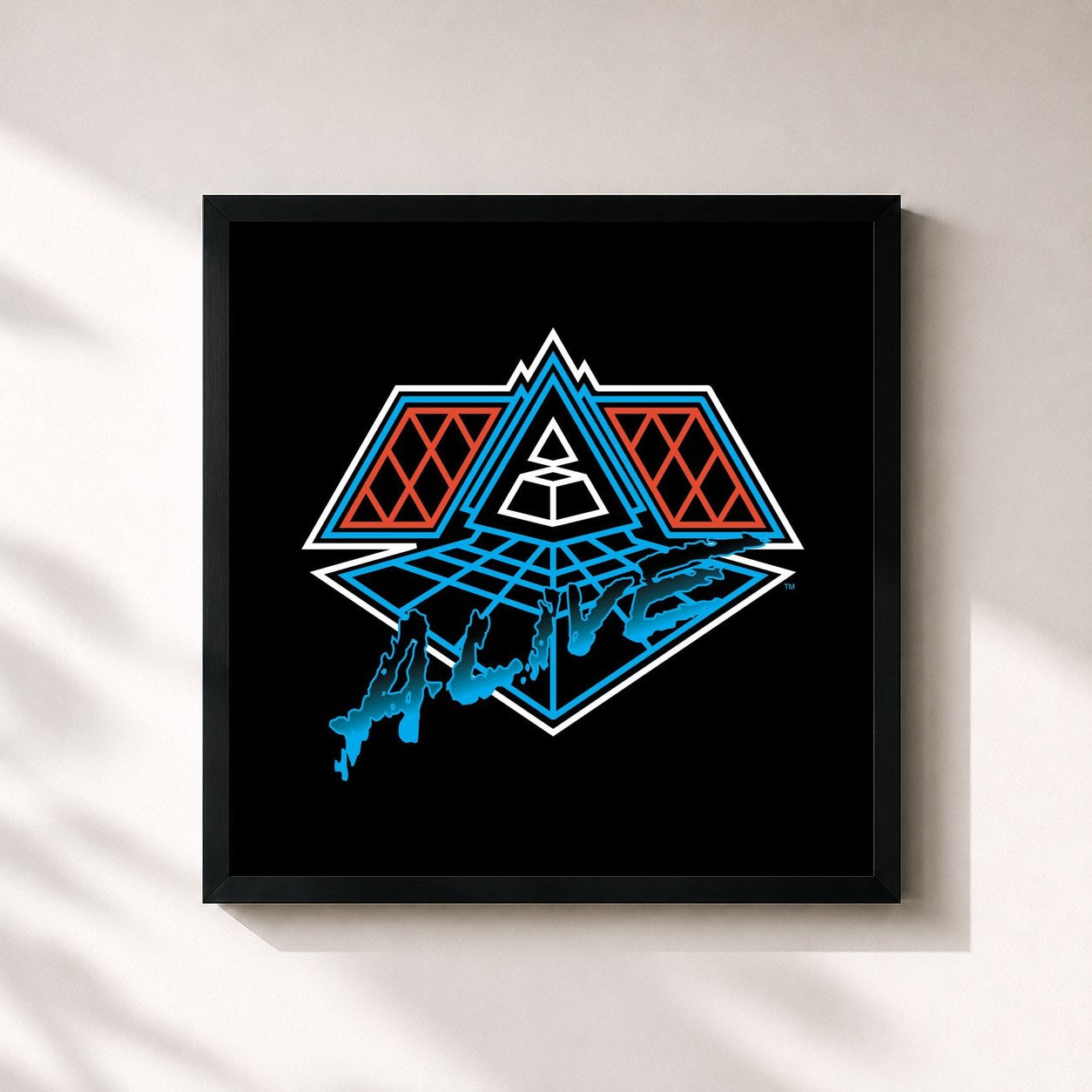 #noir Tableau carré de l'album Alive 2007 de Daft Punk, cadre noir 32x32 cm