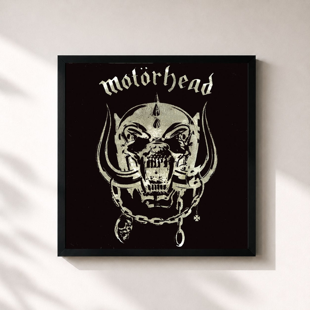 #noir Tableau carré de l'album Motorhead de Motörhead, cadre noir 32x32 cm