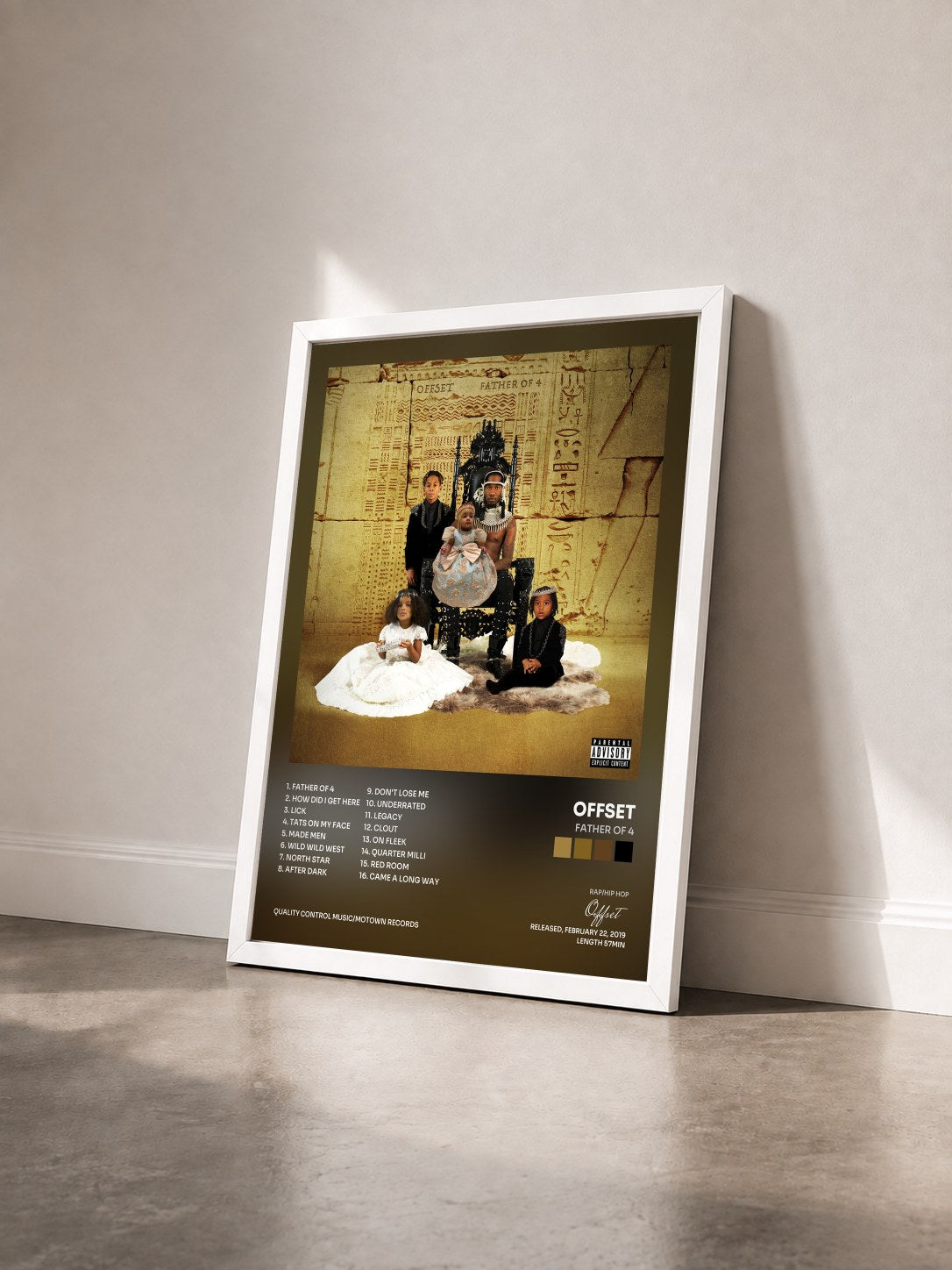 #blanc Tableau de l'album FATHER OF 4 de Offset vu de trois quarts, cadre blanc