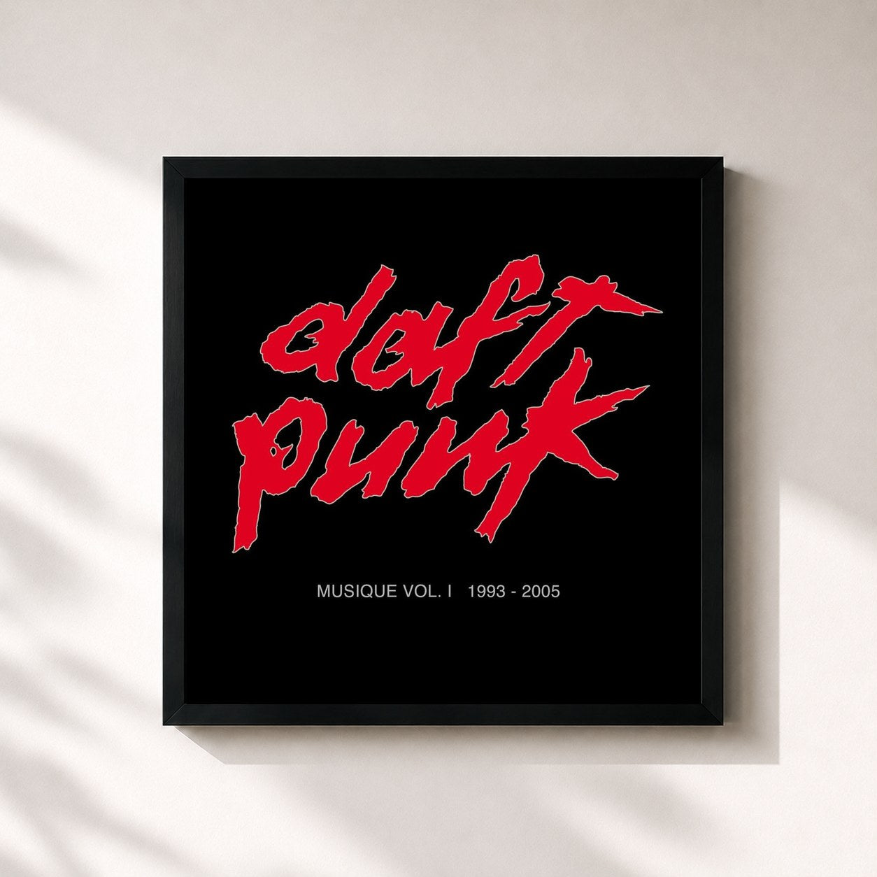 #noir Musique, Vol. 1 de Daft Punk en lámina cuadrada enmarcada, marco negro de 32x32 cm