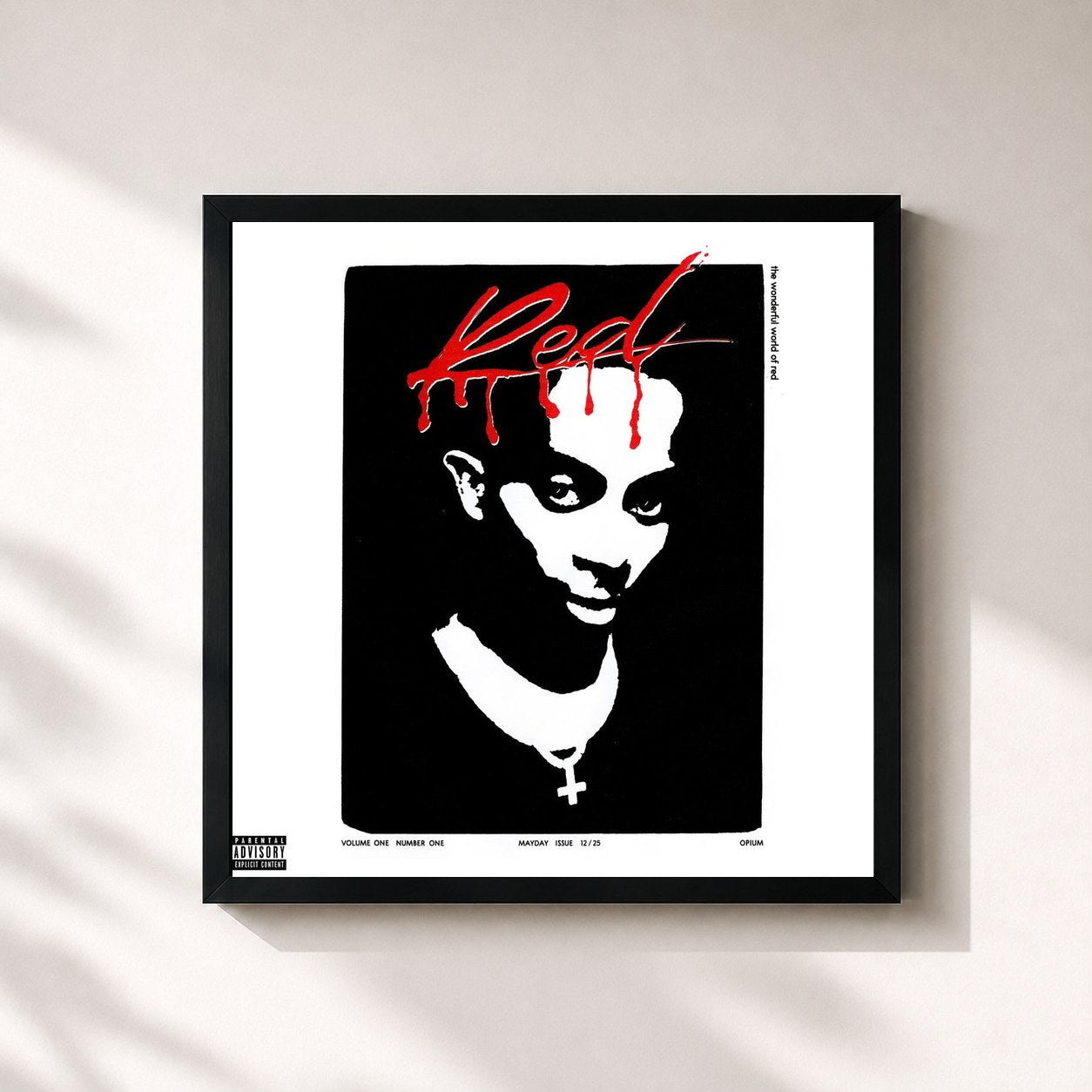 #noir Whole Lotta Red by Playboi Carti as a square framed art print, black 32x32 cm frame