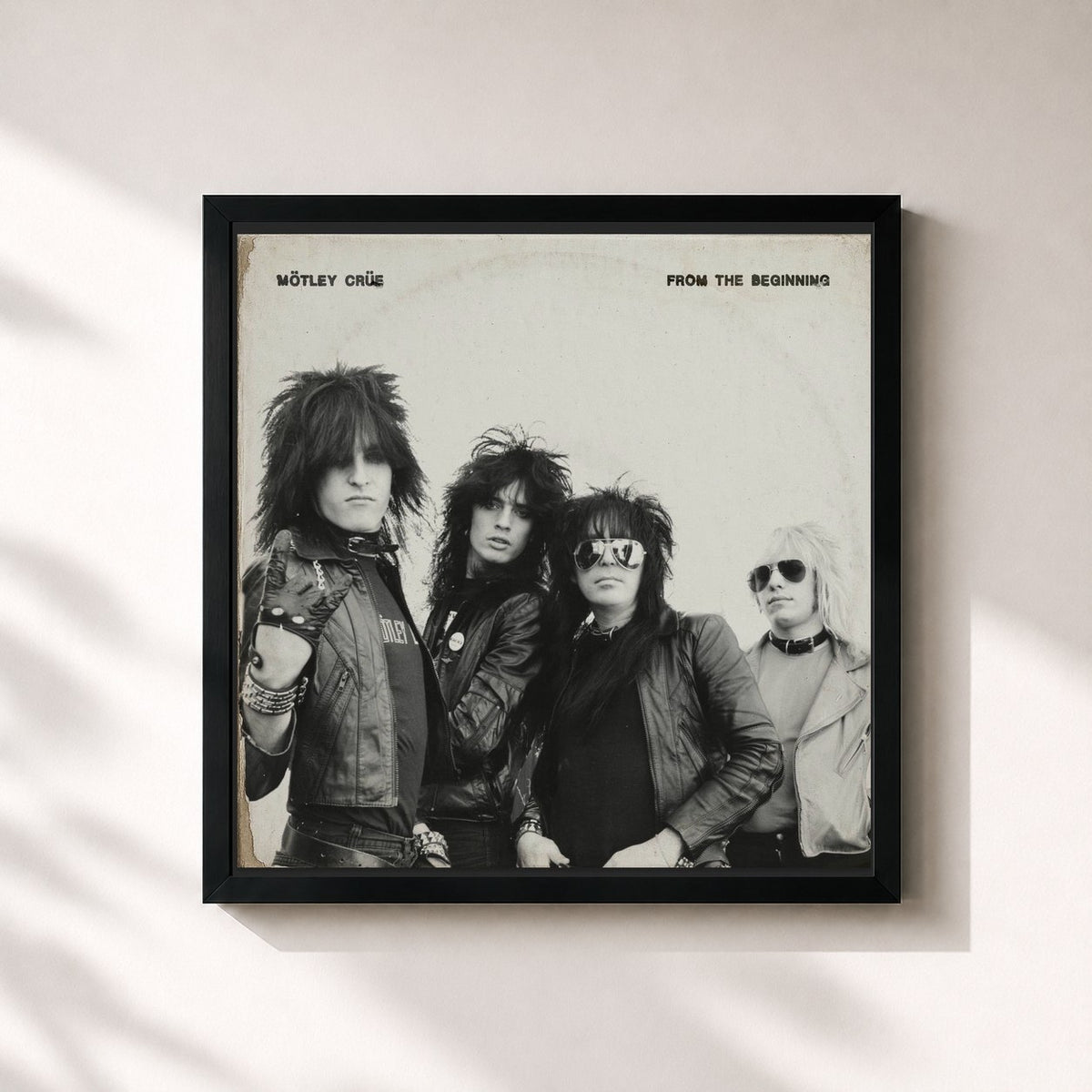 #noir Tableau carré de l'album From The Beginning de Mötley Crüe, cadre noir 32x32 cm