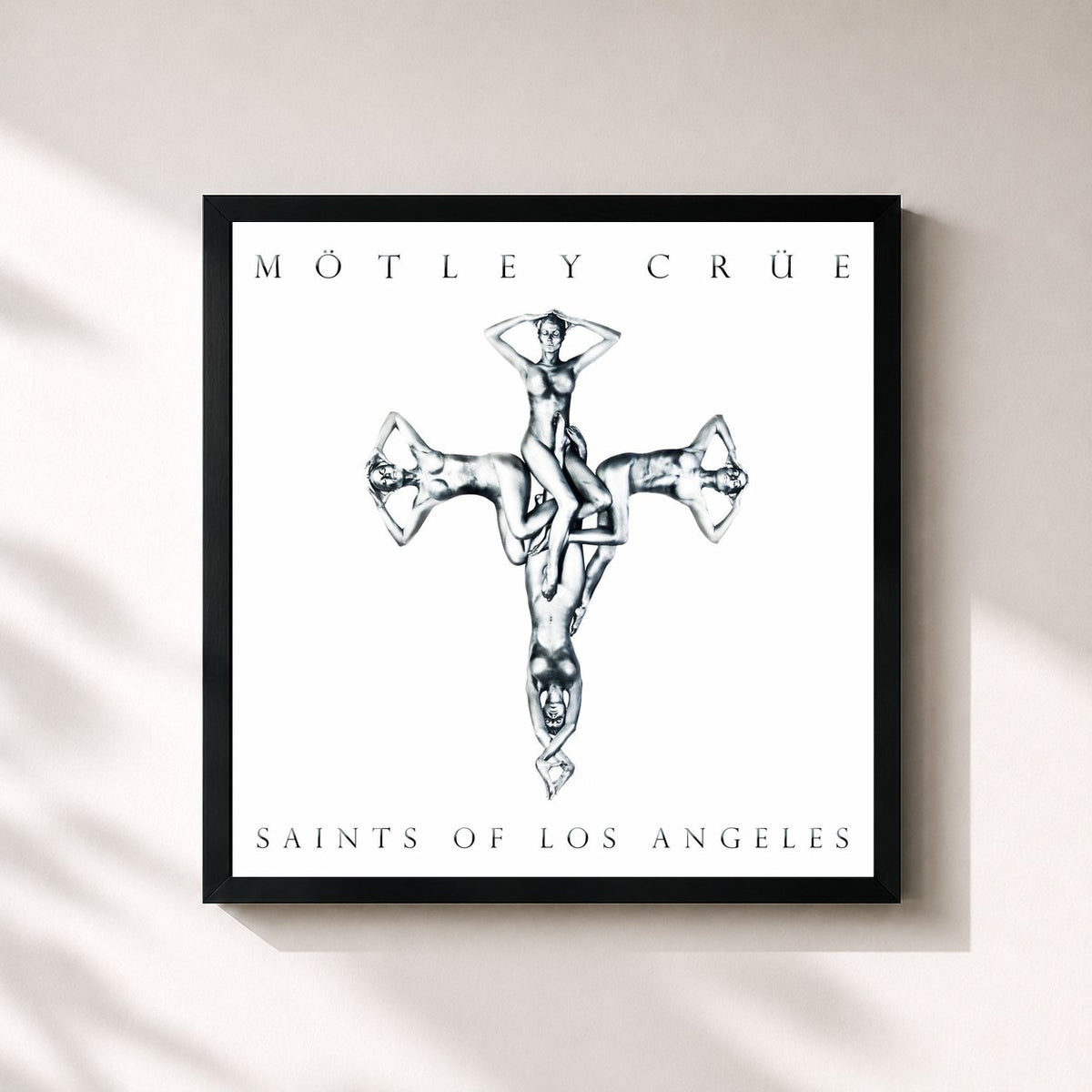 #noir Tableau carré de l'album Saints Of Los Angeles de Mötley Crüe, cadre noir 32x32 cm