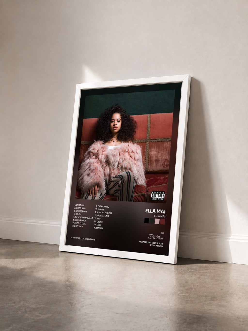#blanc Tableau de l'album Ella Mai de Ella Mai vu de trois quarts, cadre blanc
