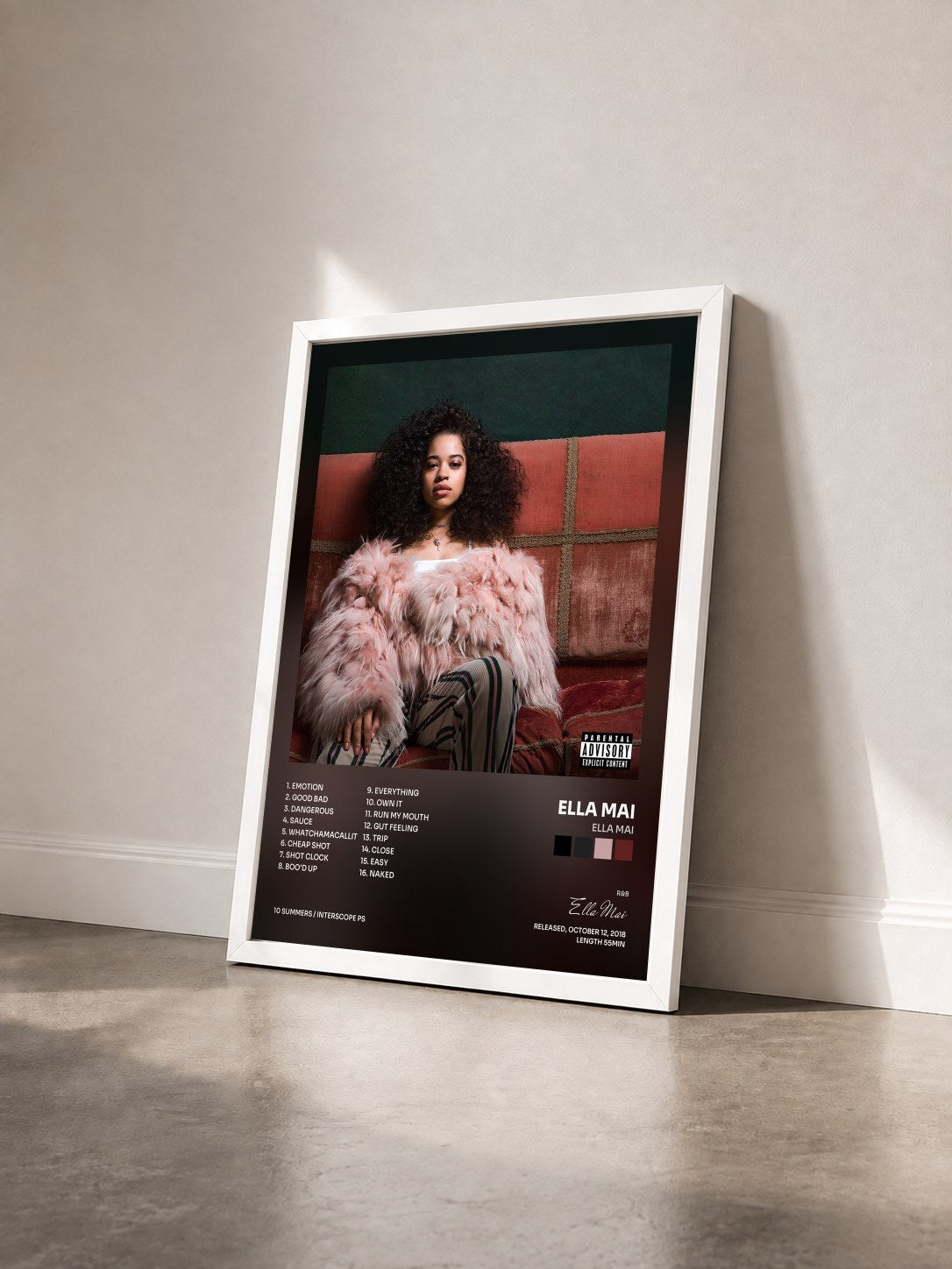 #blanc Tableau de l'album Ella Mai de Ella Mai vu de trois quarts, cadre blanc