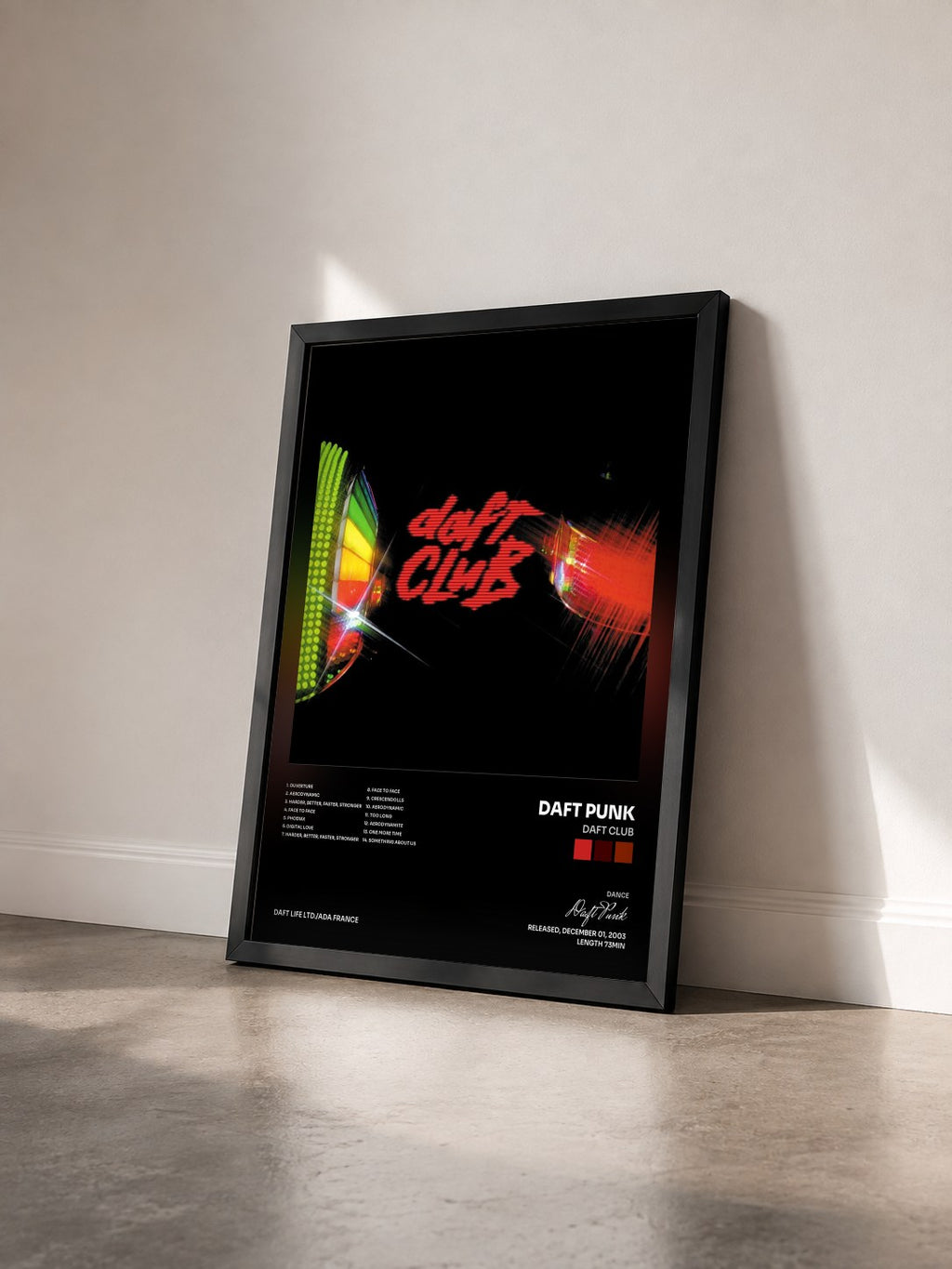 #noir Tableau de l'album Daft Club de Daft Punk vu de trois quarts, cadre noir