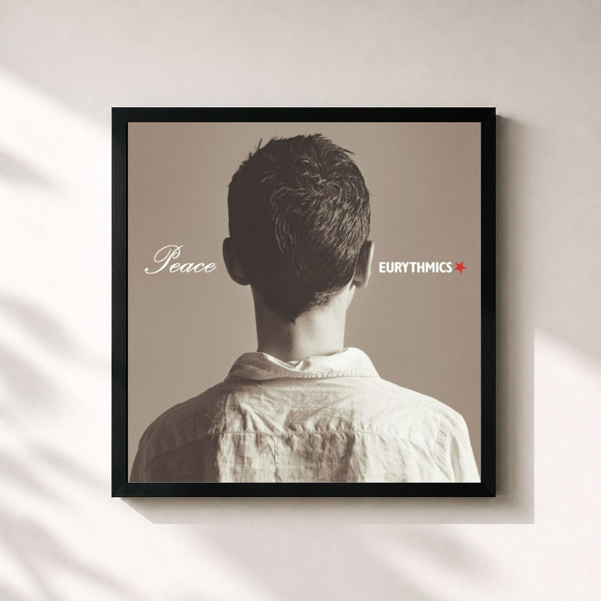 #noir Tableau carré de l'album Peace de Eurythmics, cadre noir 32x32 cm