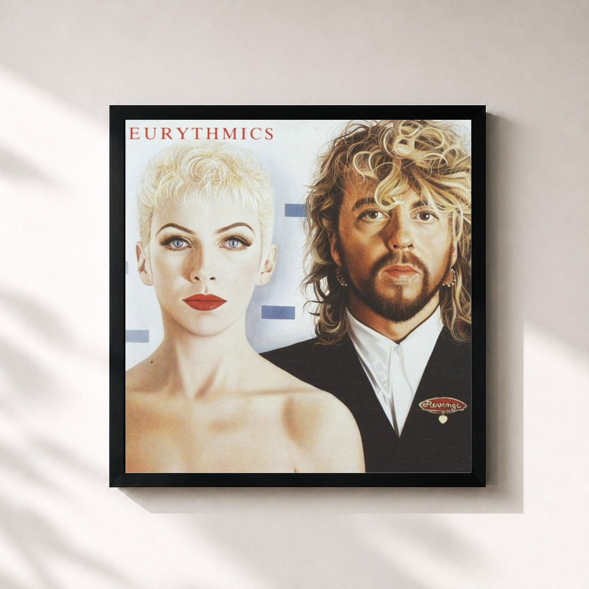 #noir Tableau carré de l'album Revenge de Eurythmics, cadre noir 32x32 cm