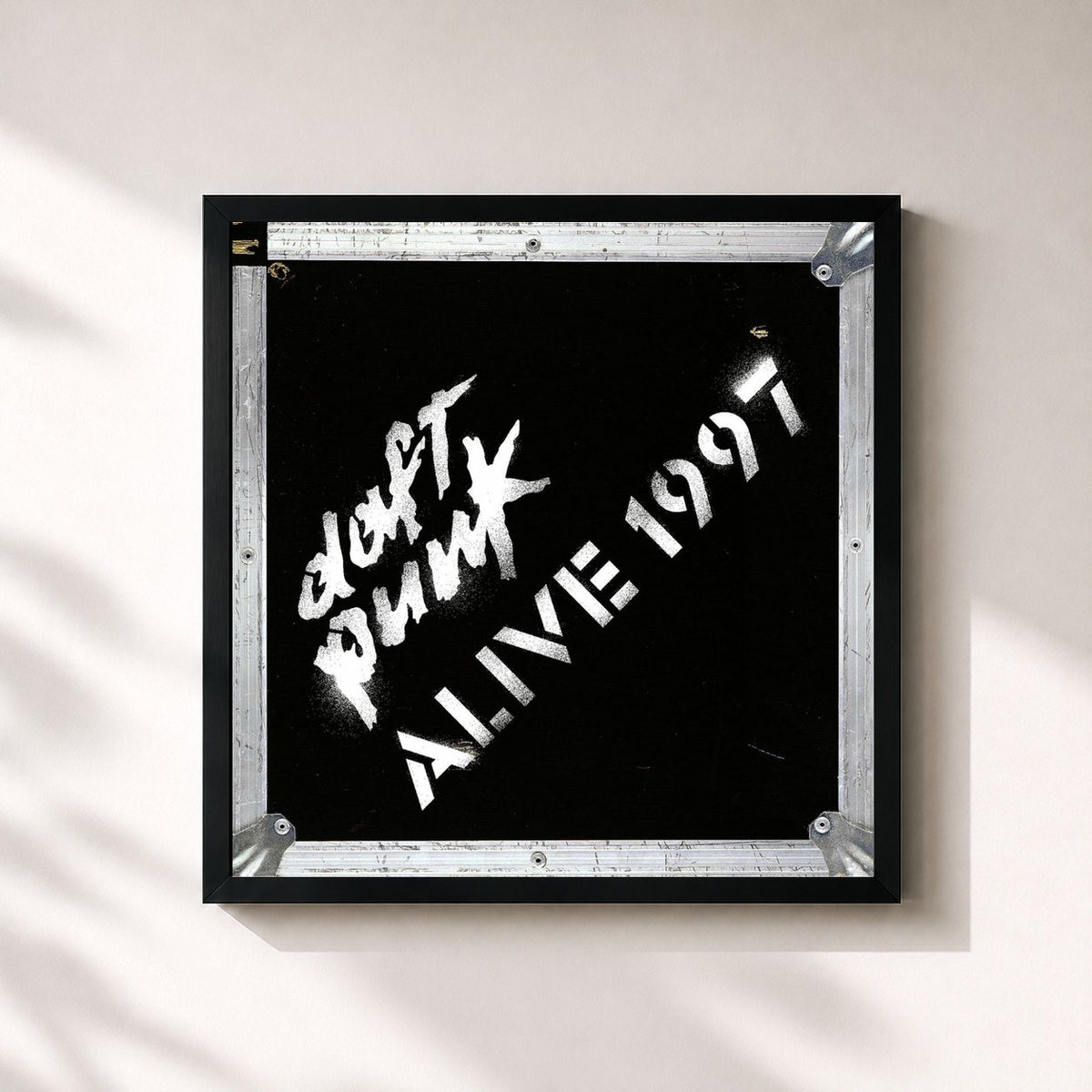 #noir Tableau carré de l'album Alive 1997 de Daft Punk, cadre noir 32x32 cm