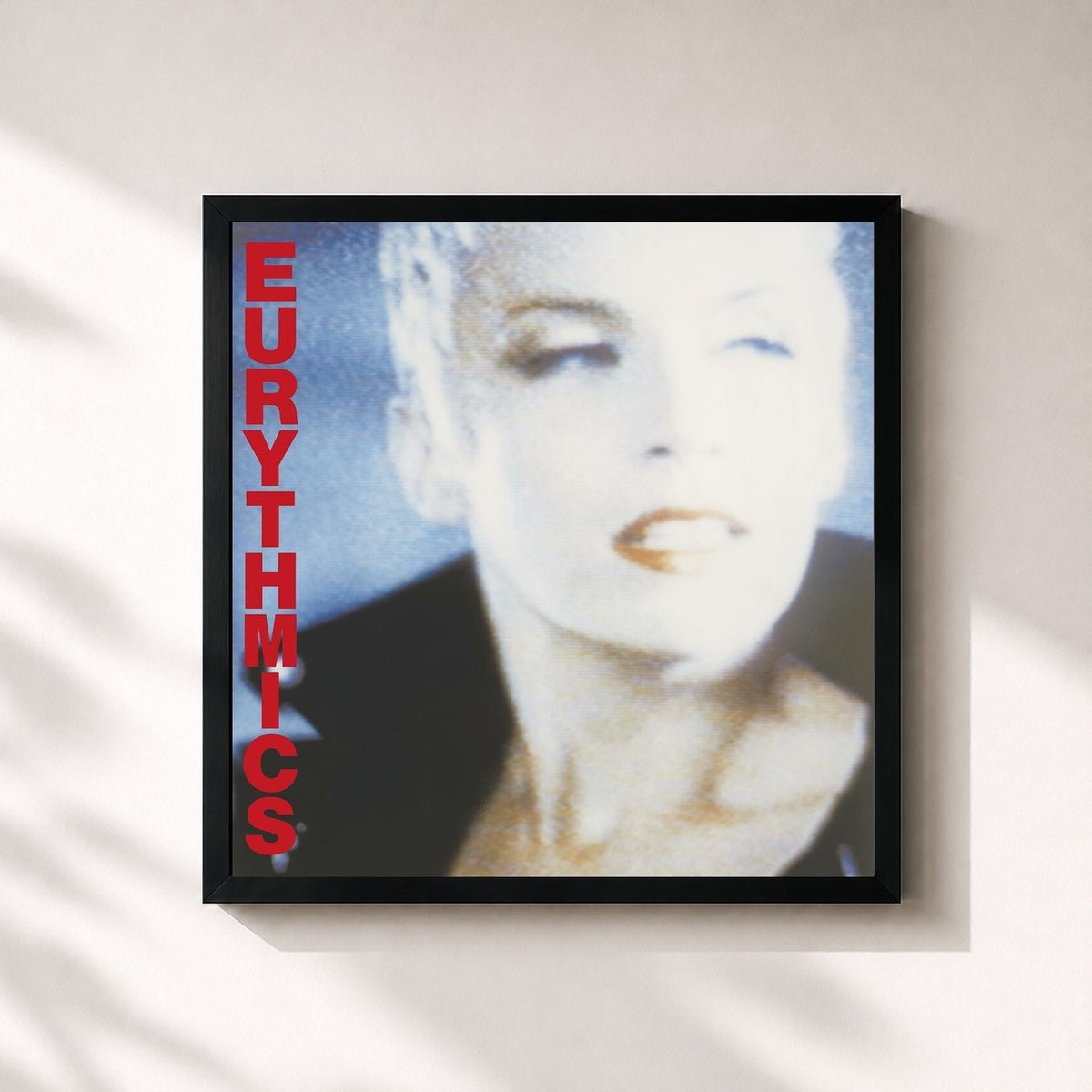 #noir Tableau carré de l'album Be Yourself Tonight (2018 Remastered) de Eurythmics, cadre noir 32x32 cm
