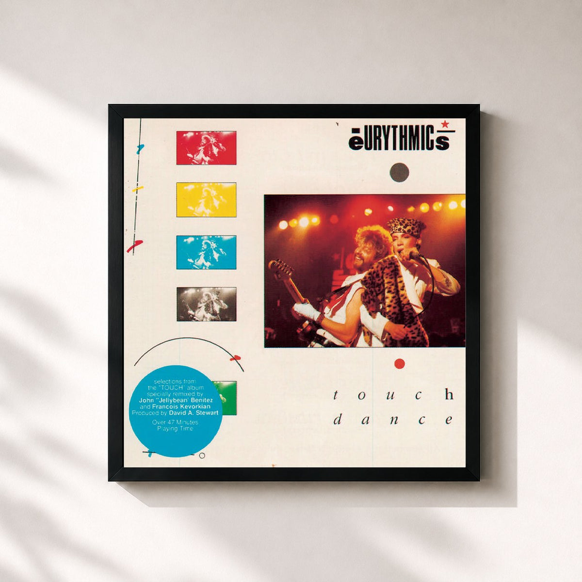 #noir Tableau carré de l'album Touch Dance de Eurythmics, cadre noir 32x32 cm
