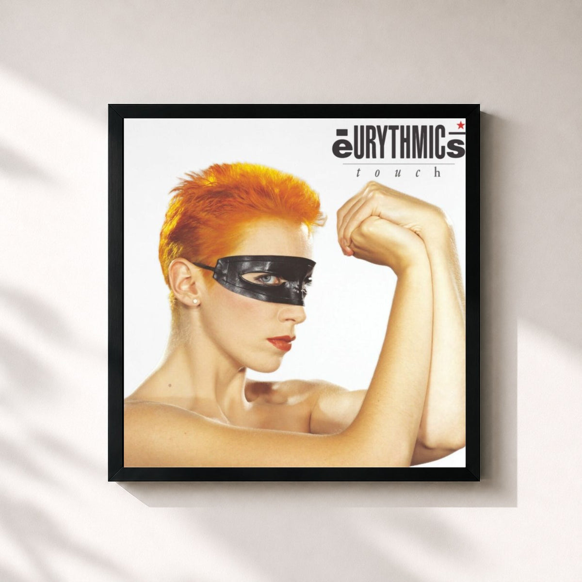 #noir Tableau carré de l'album Touch de Eurythmics, cadre noir 32x32 cm