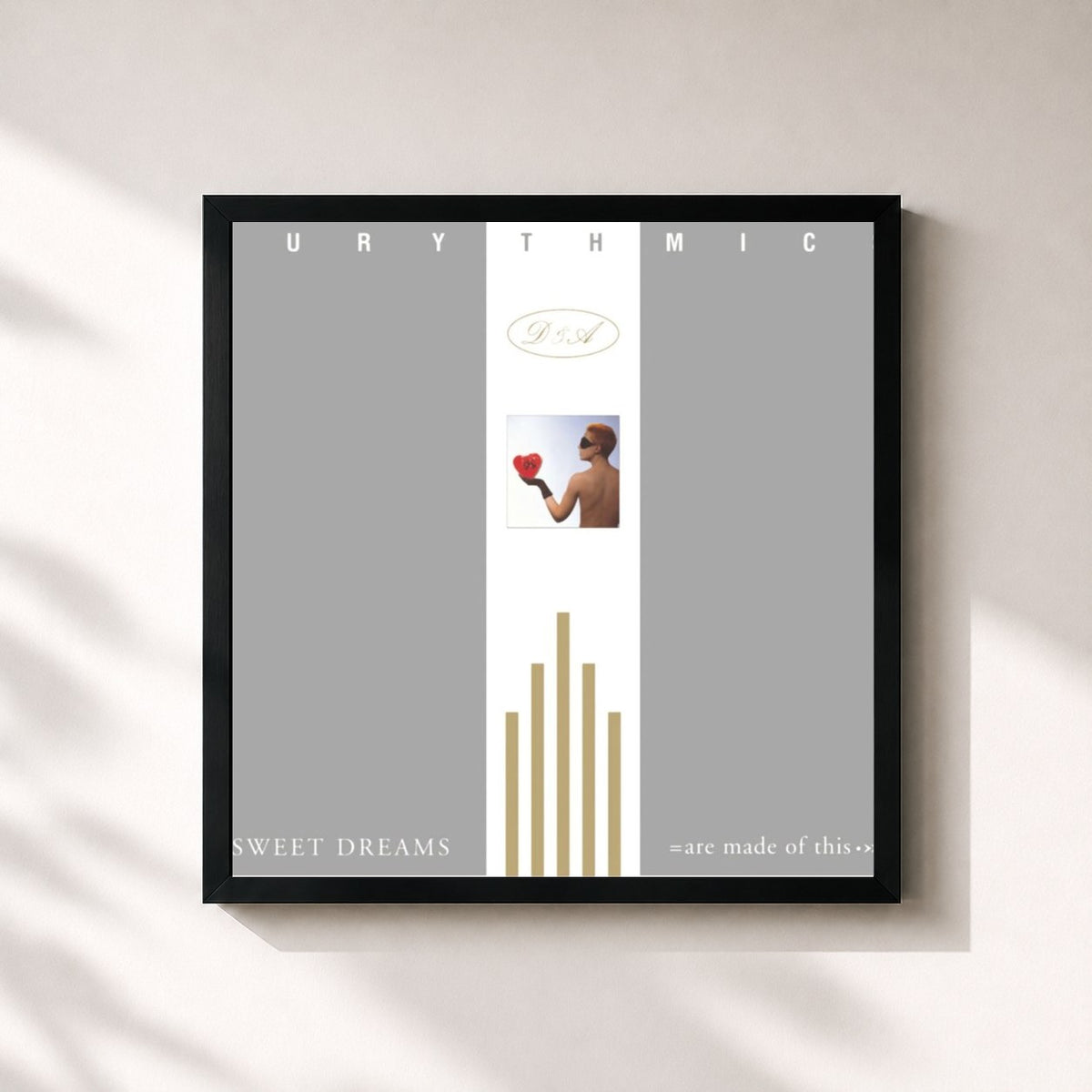 #noir Tableau carré de l'album Sweet Dreams (Are Made Of This) de Eurythmics, cadre noir 32x32 cm