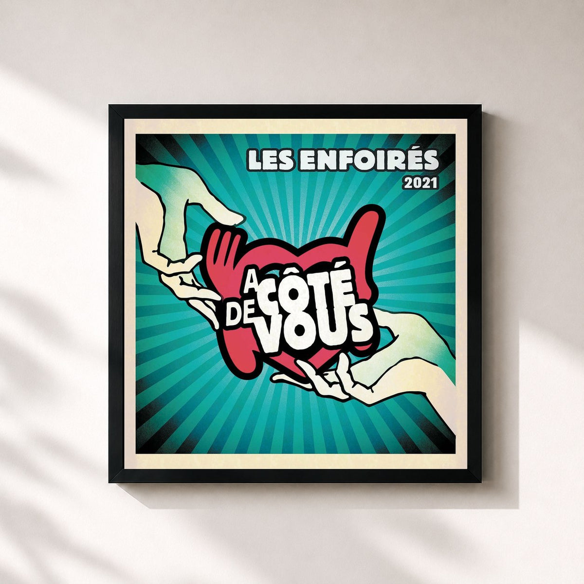 #noir Tableau carré de l'album Les Enfoirés 2021 - À côté de vous de Les Enfoirés, cadre noir 32x32 cm