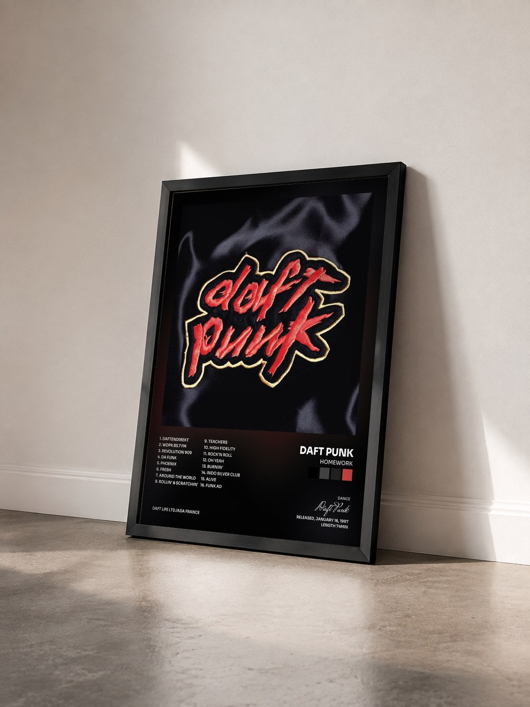 #noir Homework by Daft Punk as a framed art print seen at an angle, black frame
