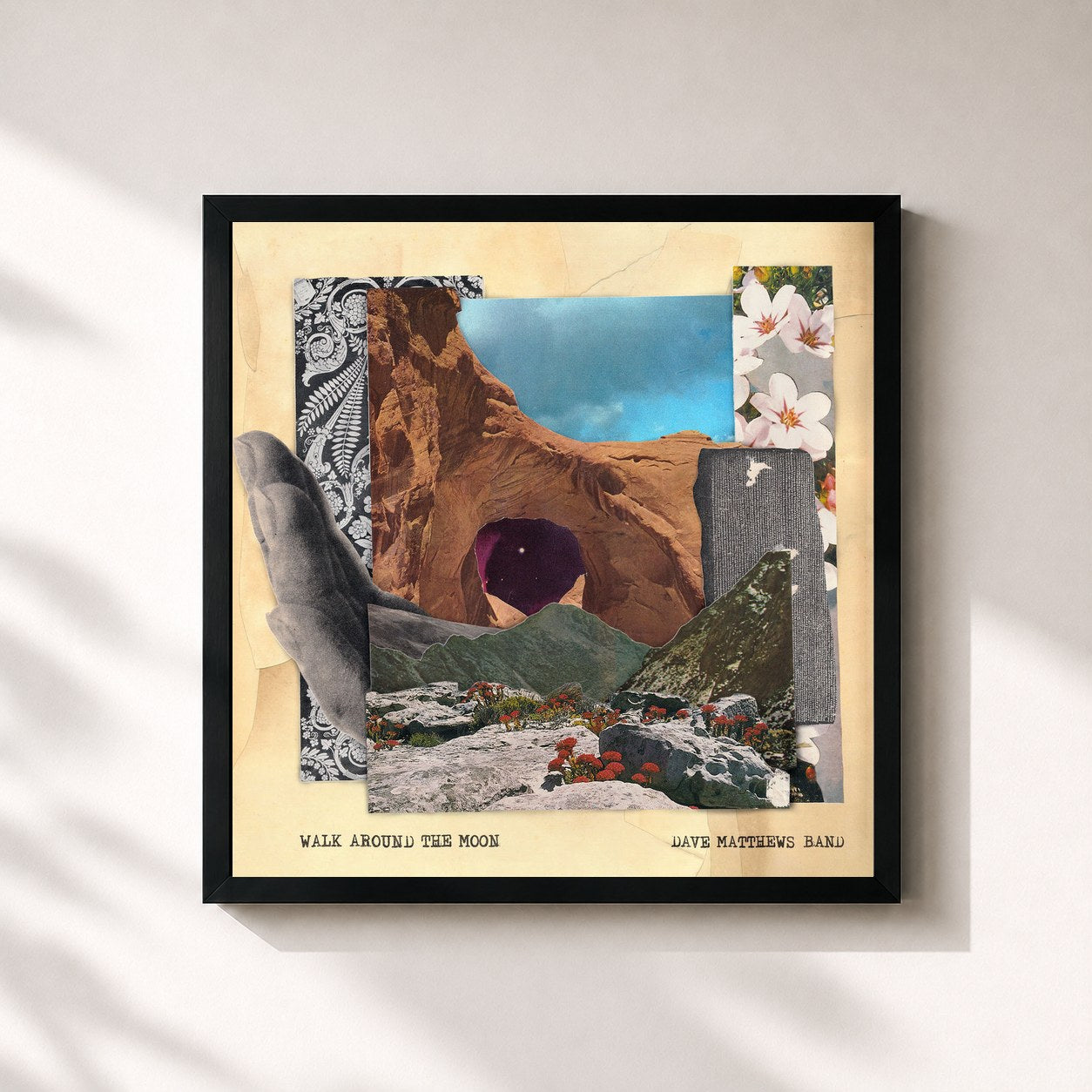 #noir Tableau carré de l'album Walk Around The Moon de Dave Matthews Band, cadre noir 32x32 cm
