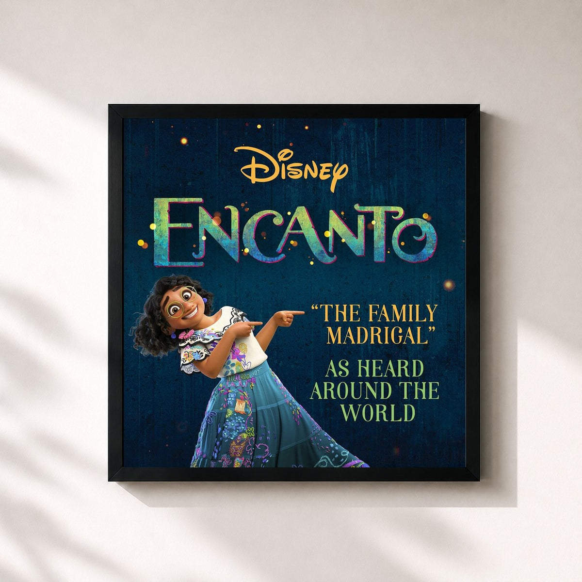 #noir Tableau carré de l'album The Family Madrigal (From "Encanto") de Lin-Manuel Miranda, cadre noir 32x32 cm