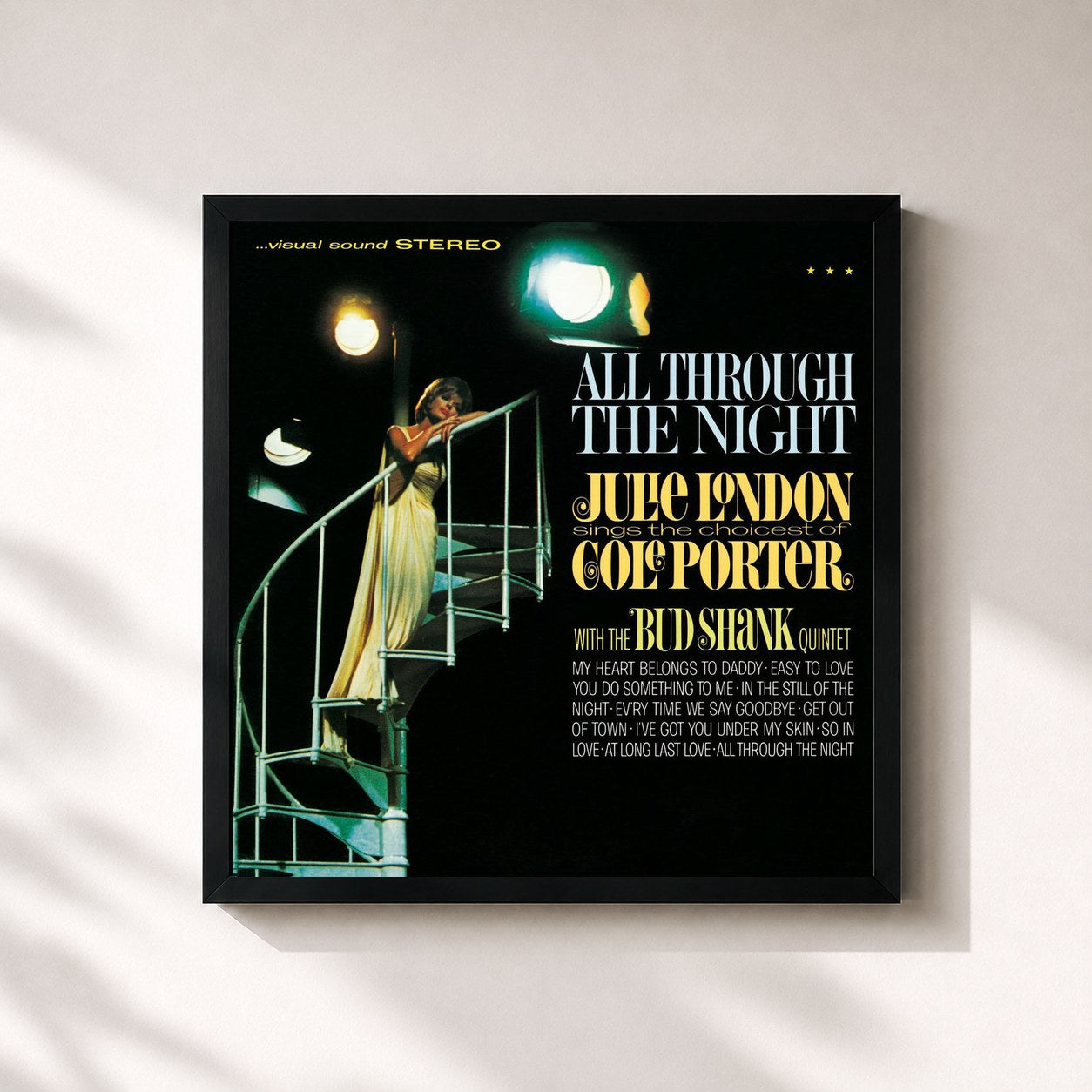 #noir Tableau carré de l'album All Through The Night: Julie London Sings The Choicest Of Cole Porter (Bonus Tracks) de Julie London, cadre noir 32x32 cm