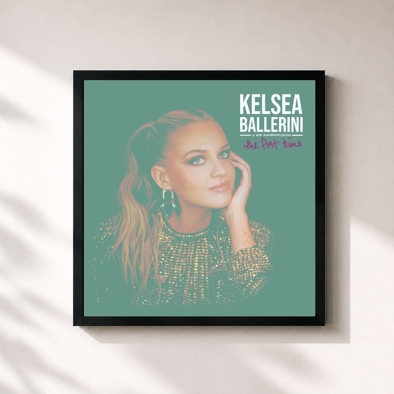 #noir Tableau carré de l'album The First Time: 10 Year Anniversary Edition de Kelsea Ballerini, cadre noir 32x32 cm