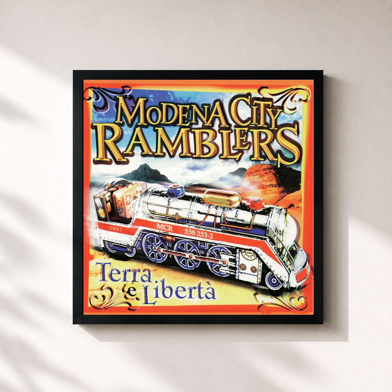 #noir Tableau carré de l'album Terra E Libertà de Modena City Ramblers, cadre noir 32x32 cm