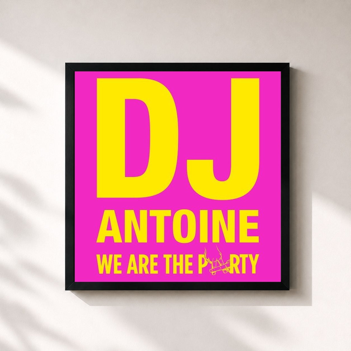 #noir Tableau carré de l'album We Are the Party de DJ Antoine, cadre noir 32x32 cm