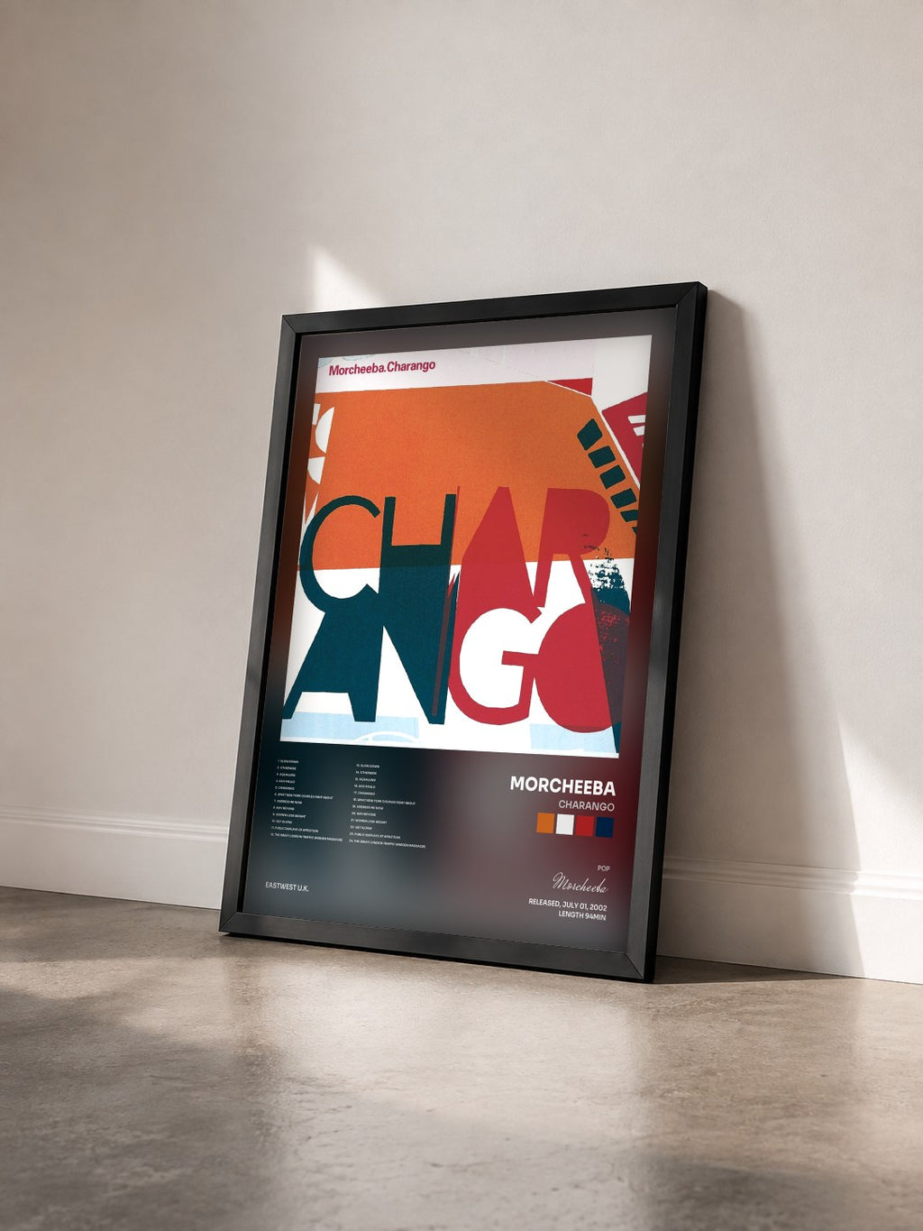 #noir Tableau de l'album Charango de Morcheeba vu de trois quarts, cadre noir