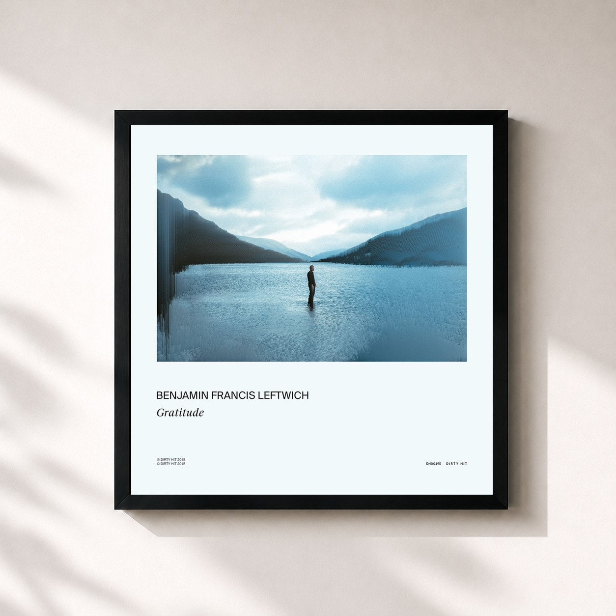 #noir Tableau carré de l'album Gratitude de Benjamin Francis Leftwich, cadre noir 32x32 cm