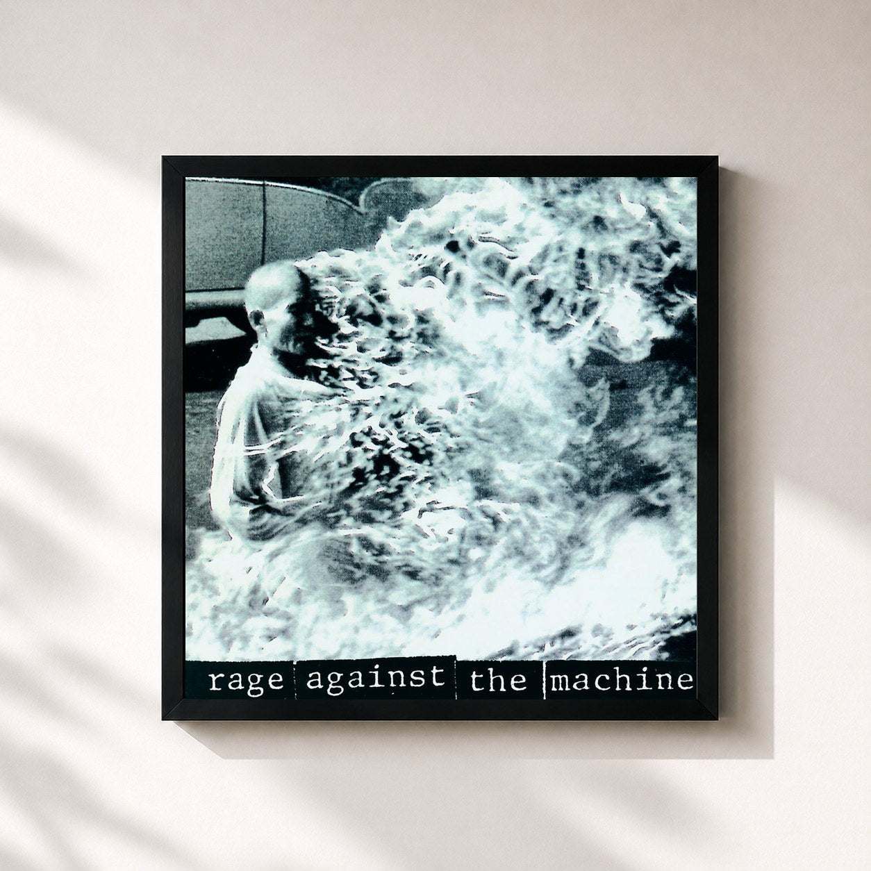 #noir Tableau carré de l'album Rage Against The Machine de Rage Against the Machine, cadre noir 32x32 cm