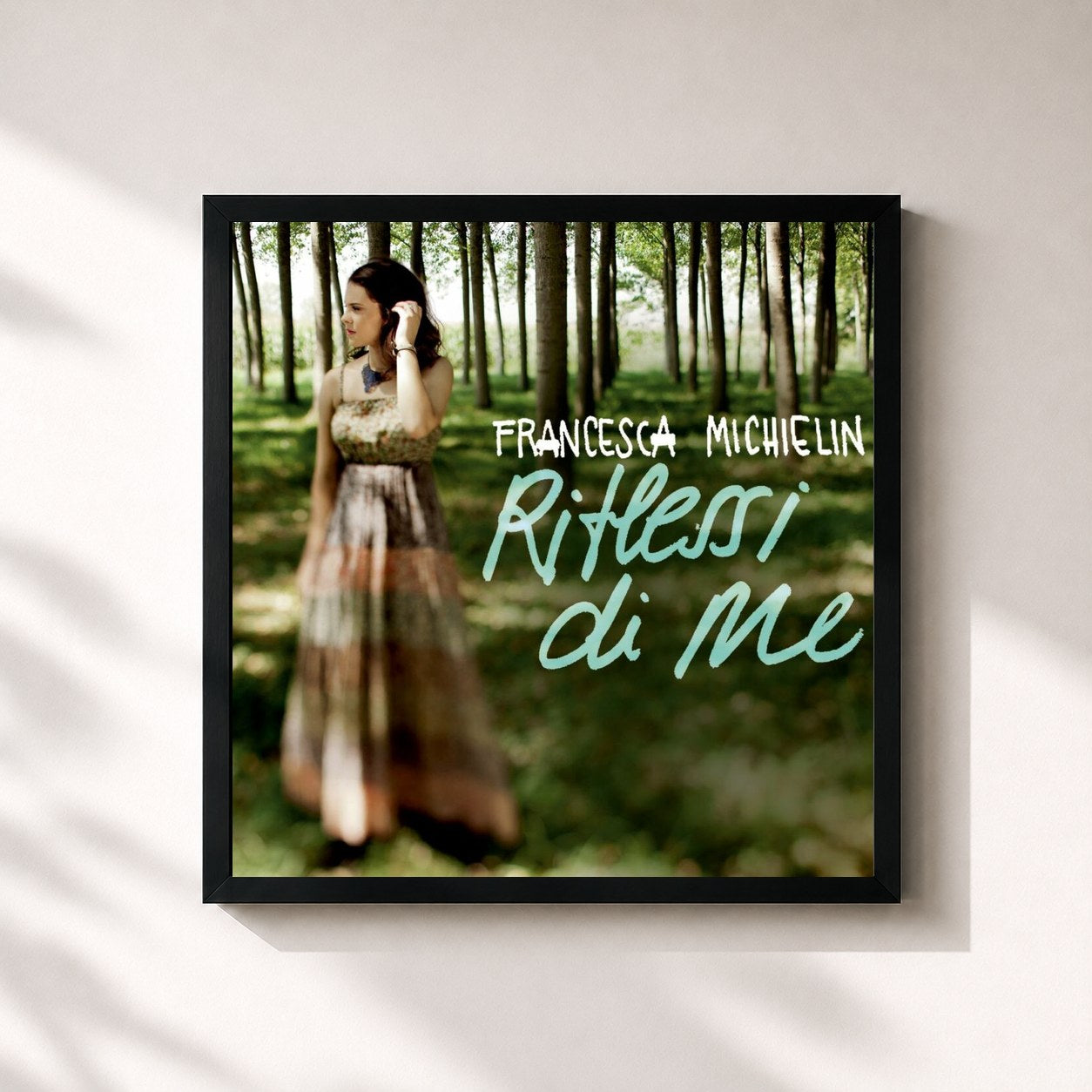 #noir Tableau carré de l'album Riflessi di me de Francesca Michielin, cadre noir 32x32 cm