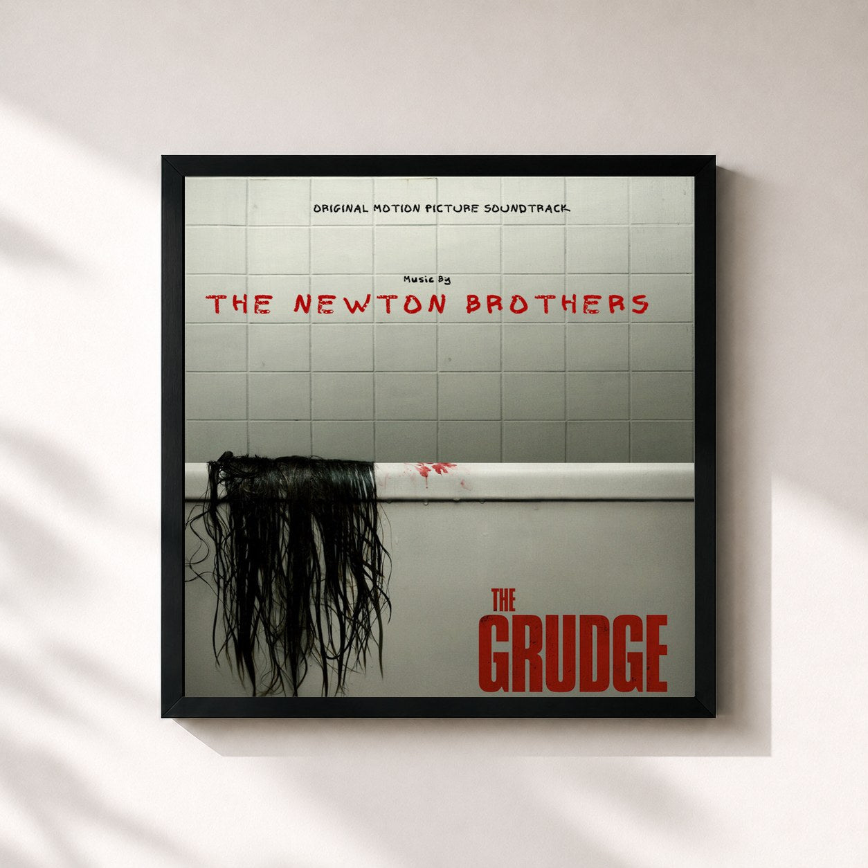#noir Tableau carré de l'album The Grudge (Original Motion Picture Soundtrack) de The Newton Brothers, cadre noir 32x32 cm