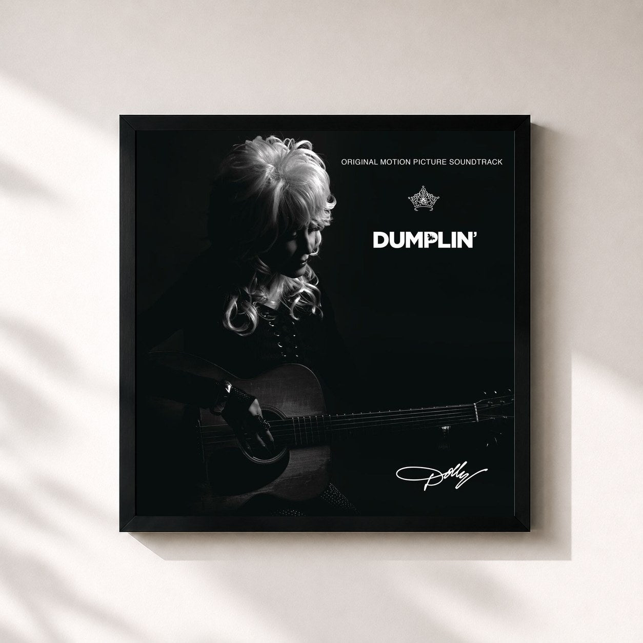 #noir Tableau carré de l'album Dumplin' Original Motion Picture Soundtrack de Dolly Parton, cadre noir 32x32 cm