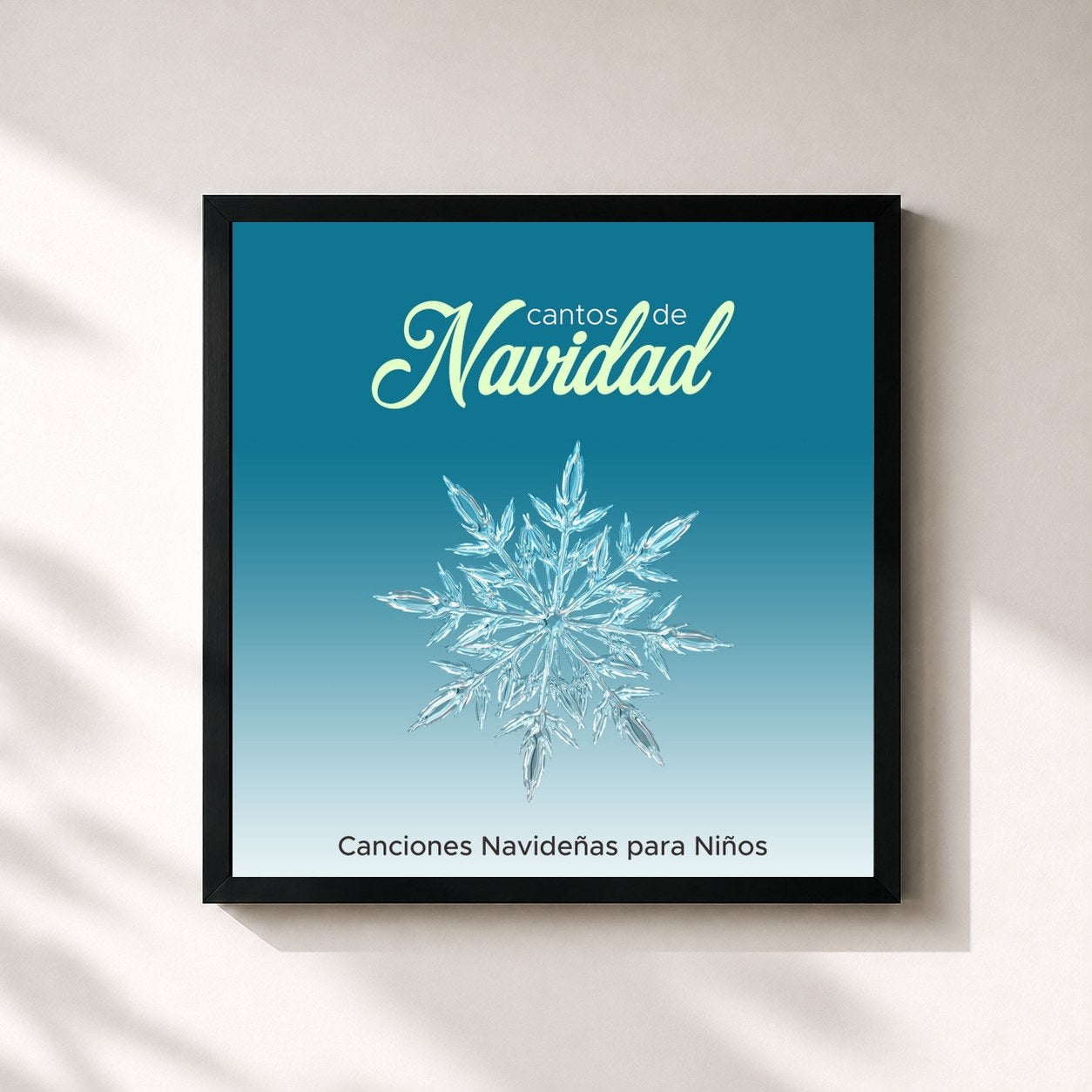 #noir Tableau carré de l'album Cantos de Navidad: Canciones Navideñas para Niños, Canciones de Navidad Infantiles de Canciones De Navidad, cadre noir 32x32 cm