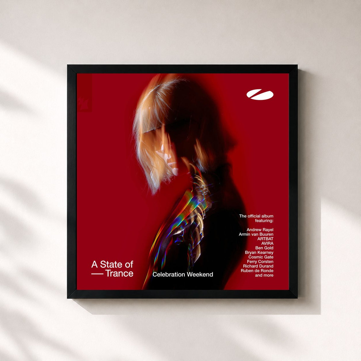 #noir Tableau carré de l'album A State of Trance - Celebration Weekend de Armin van Buuren, cadre noir 32x32 cm