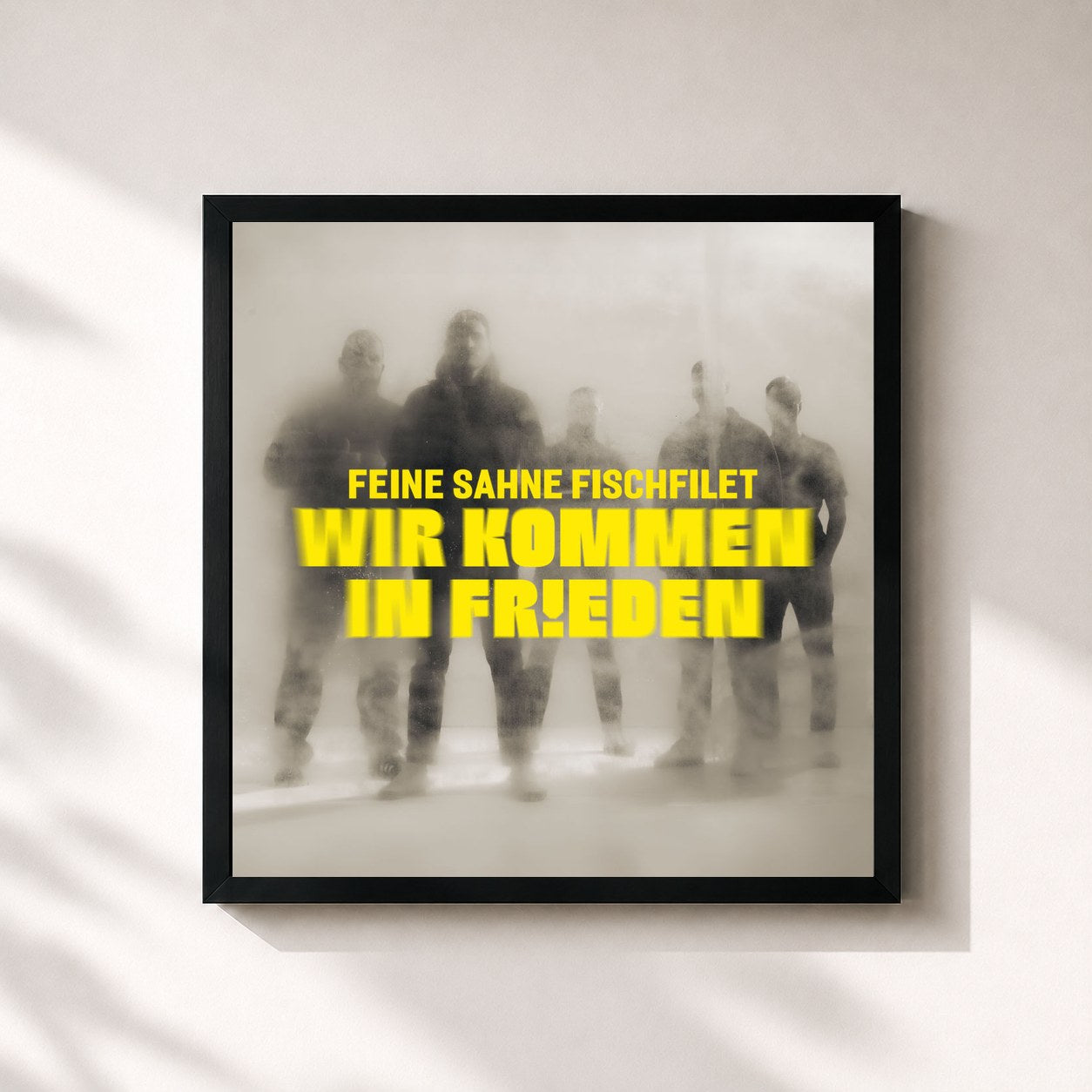 #noir Tableau carré de l'album Wir kommen in Frieden de Feine Sahne Fischfilet, cadre noir 32x32 cm