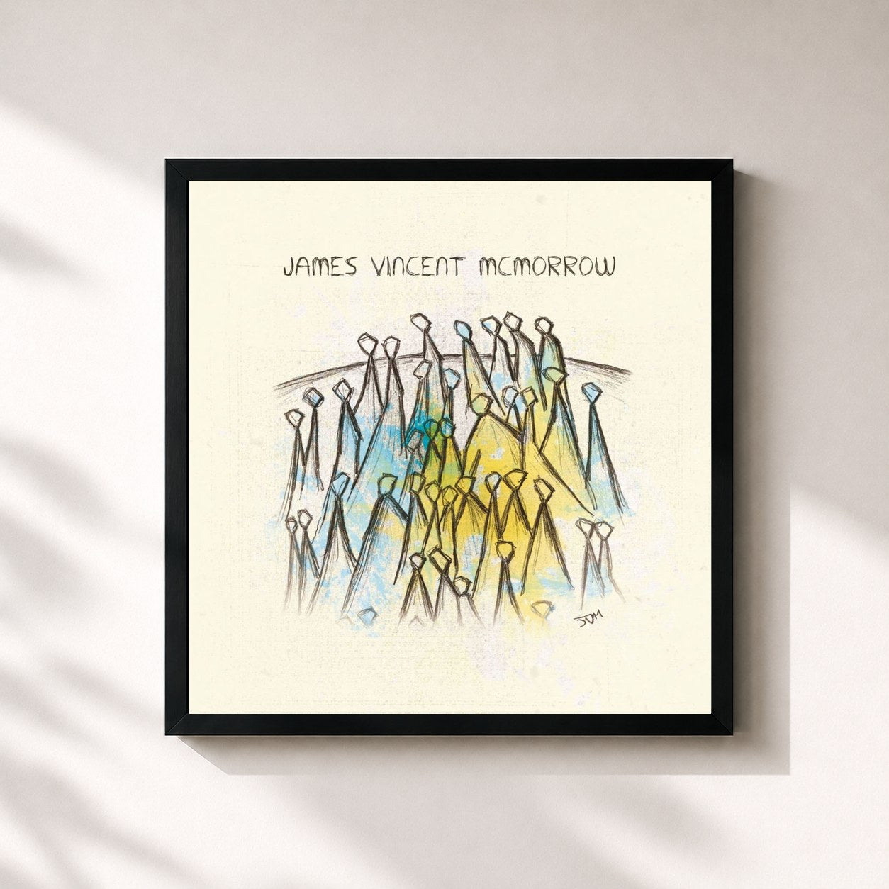 #noir Tableau carré de l'album James Vincent McMorrow de James Vincent McMorrow, cadre noir 32x32 cm