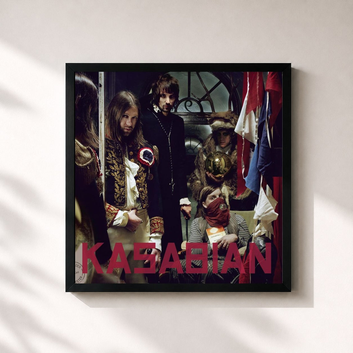 #noir Tableau carré de l'album West Ryder Pauper Lunatic Asylum de Kasabian, cadre noir 32x32 cm