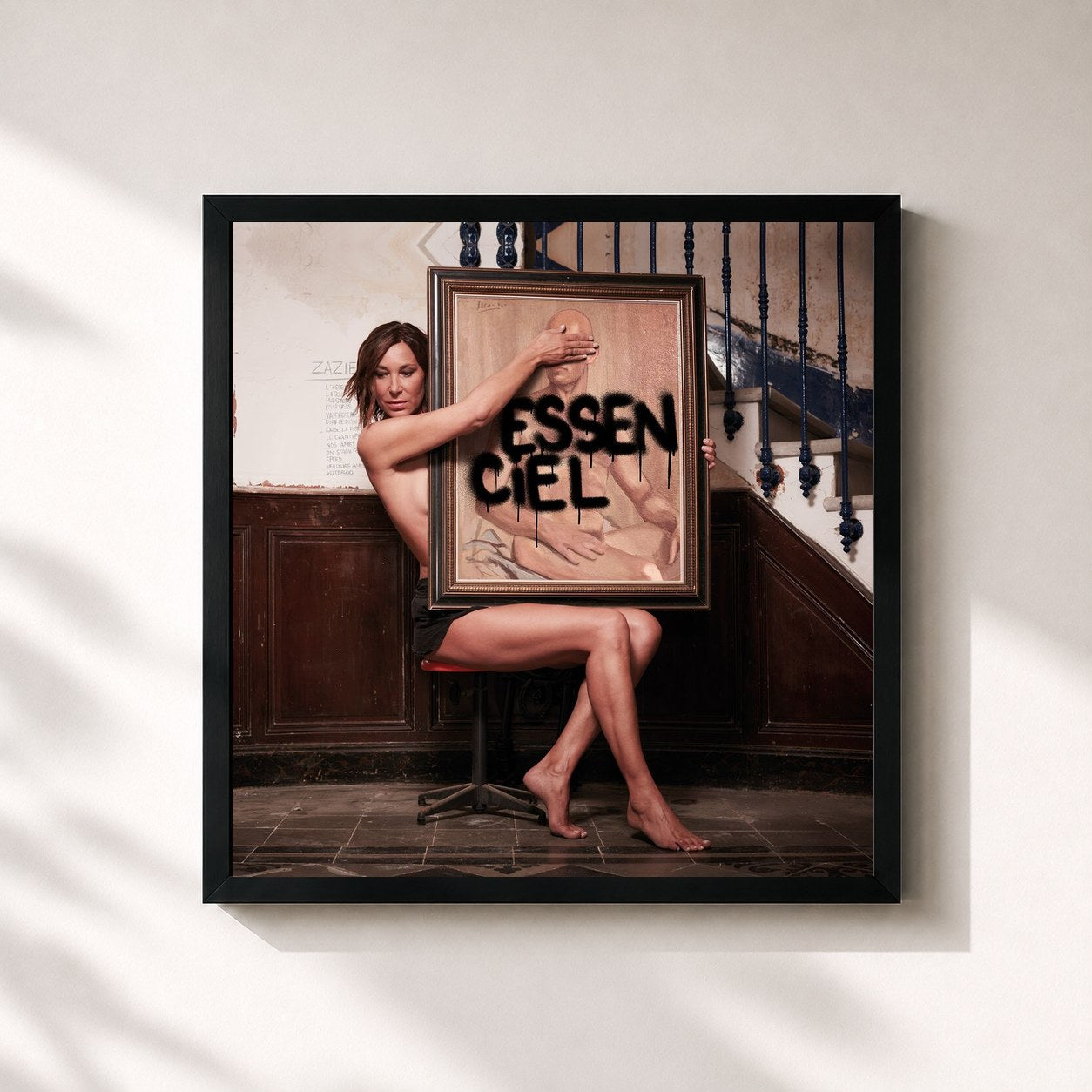 #noir Essenciel by Zazie as a square framed art print, black 32x32 cm frame
