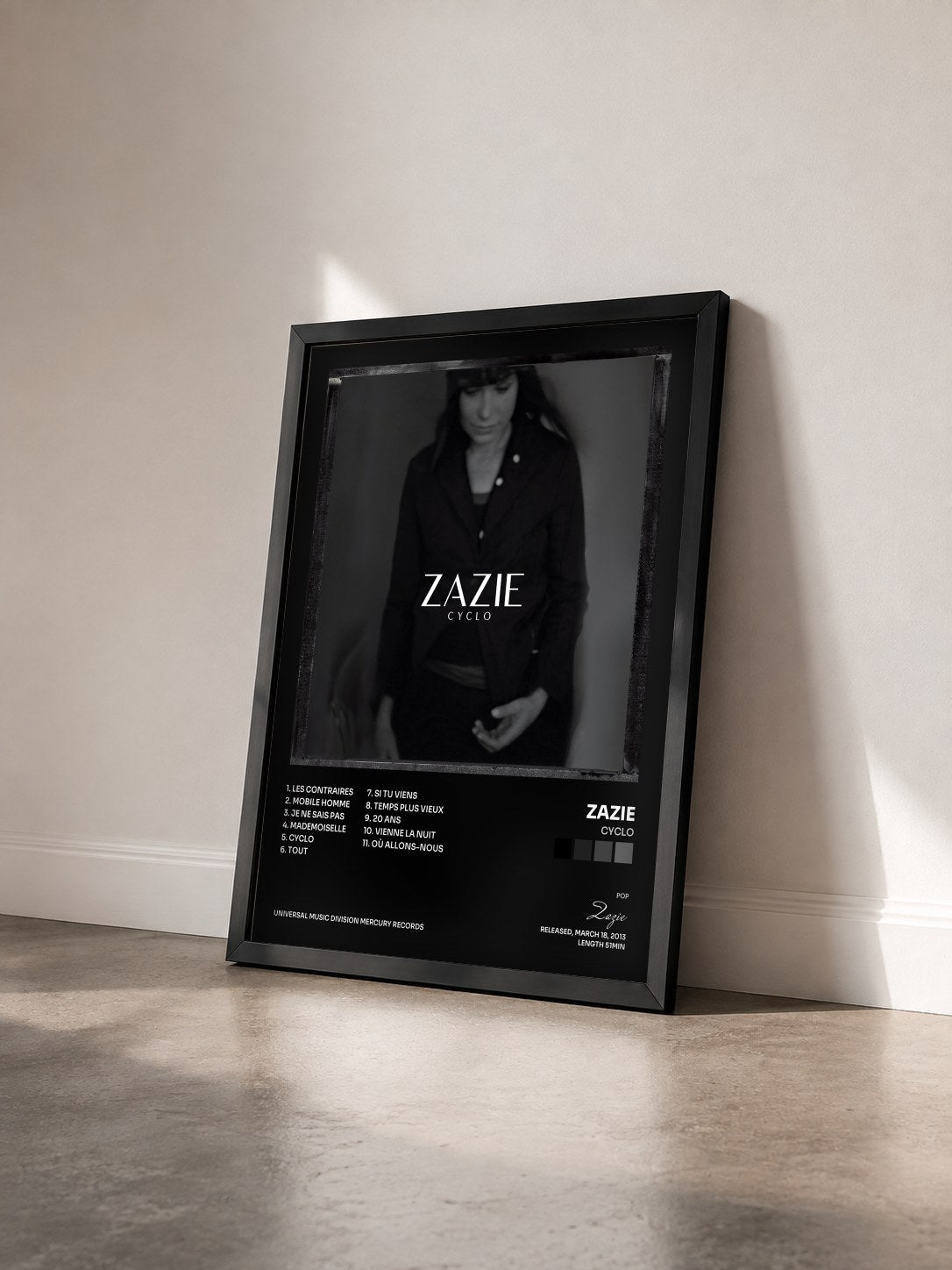 #noir Tableau de l'album Cyclo de Zazie vu de trois quarts, cadre noir