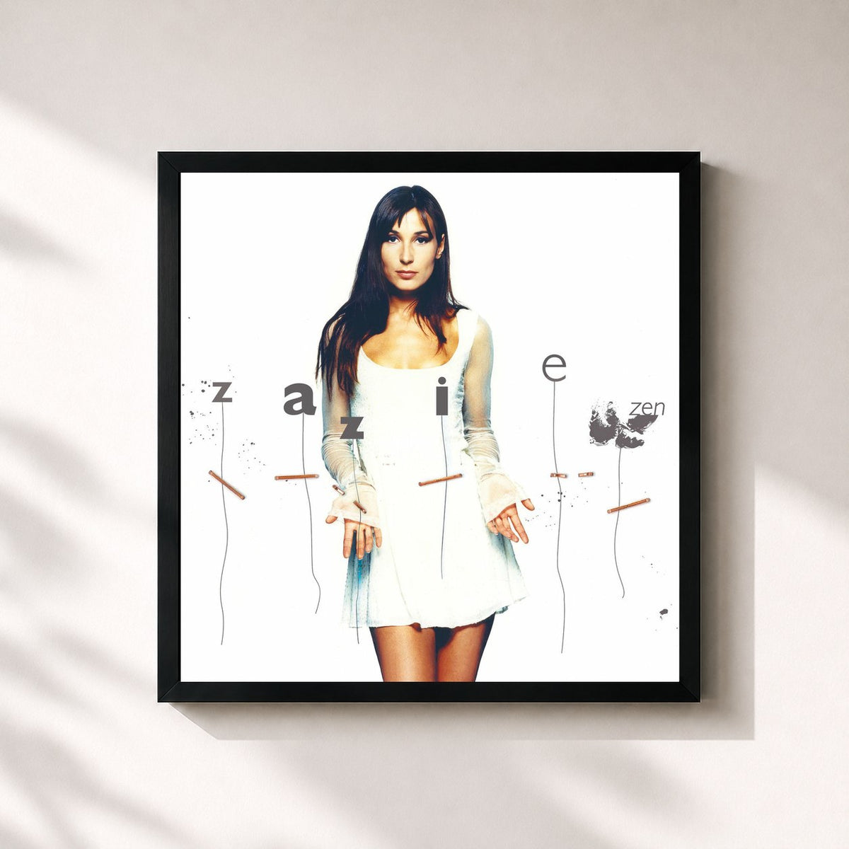 #noir Tableau carré de l'album Zen (30ème anniversaire) de Zazie, cadre noir 32x32 cm