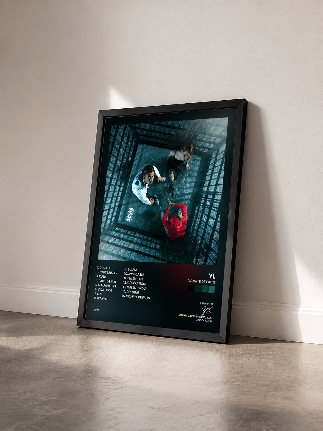 #noir Tableau de l'album Compte de faits de YL vu de trois quarts, cadre noir