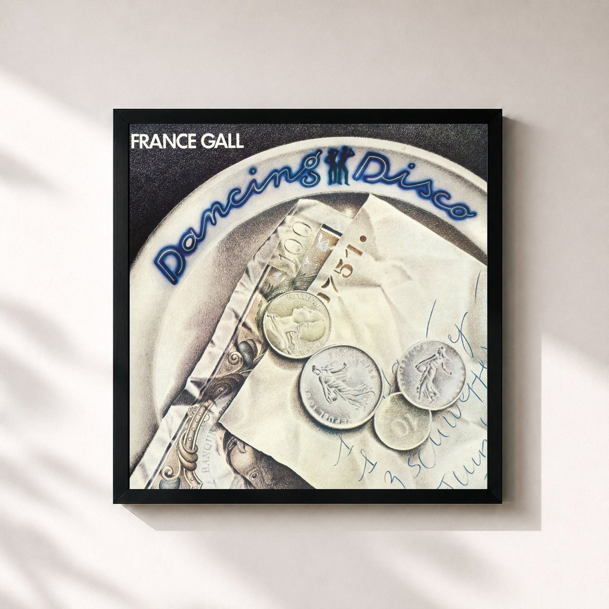 #noir Dancing Disco (Edition Deluxe) (Remasterisé en 2004) de France Gall en lámina cuadrada enmarcada, marco negro de 32x32 cm