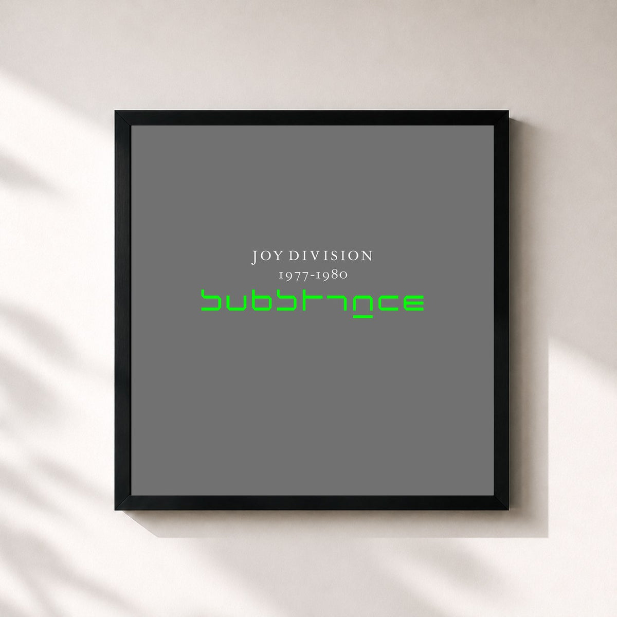 #noir Tableau carré de l'album Substance de Joy Division, cadre noir 32x32 cm