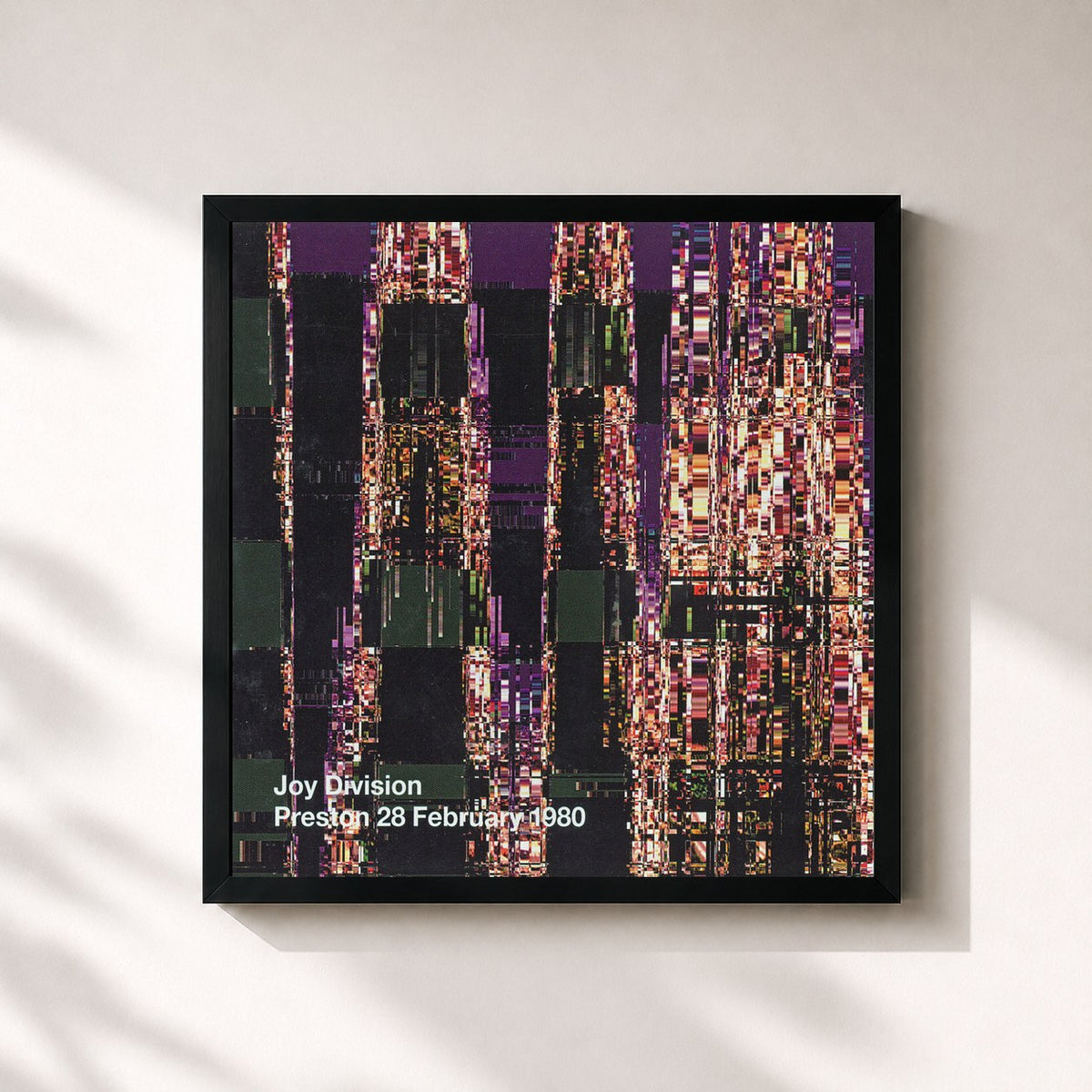 #noir Tableau carré de l'album Preston 28 February 1980 de Joy Division, cadre noir 32x32 cm